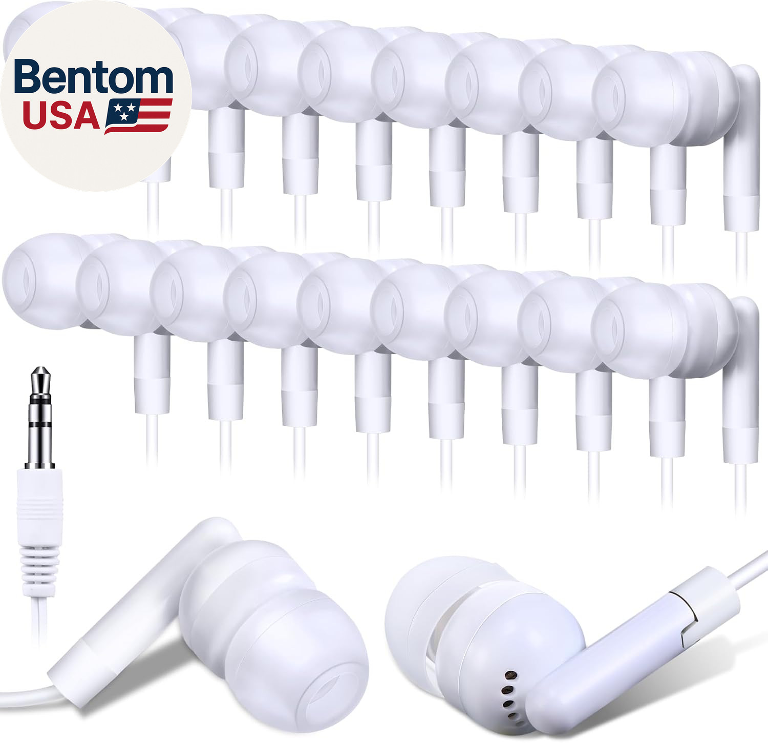 100 Pack Wired Earbuds Bulk for Classroom Ear Headphones Wired Basic Student Ear