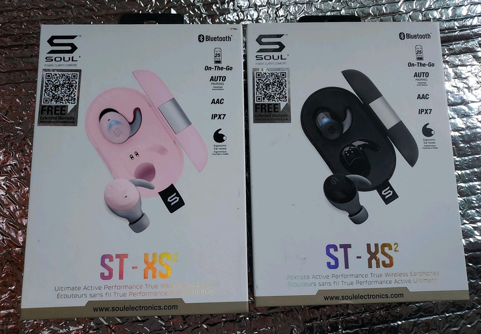 Bundle of 2 Soul ST-XS2 True Wireless Earphones Black Pink New Sealed In Box