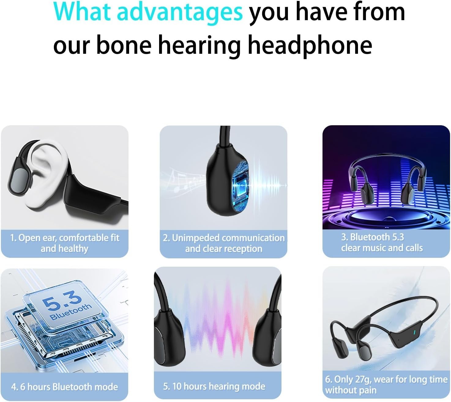 Bone Conduction Hearing Impaired Headsets, Wireless Hearing Assist Headphones…