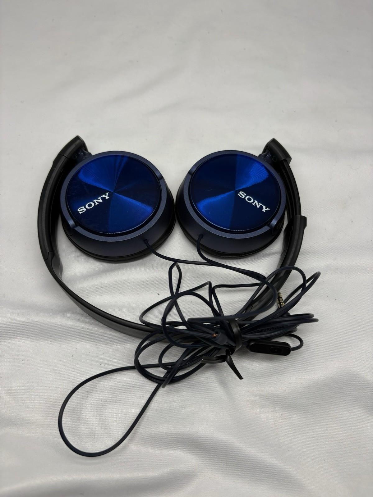 Sony MDR-ZX110 Blue Over the Ear Headphones Aux Cable Tested Working
