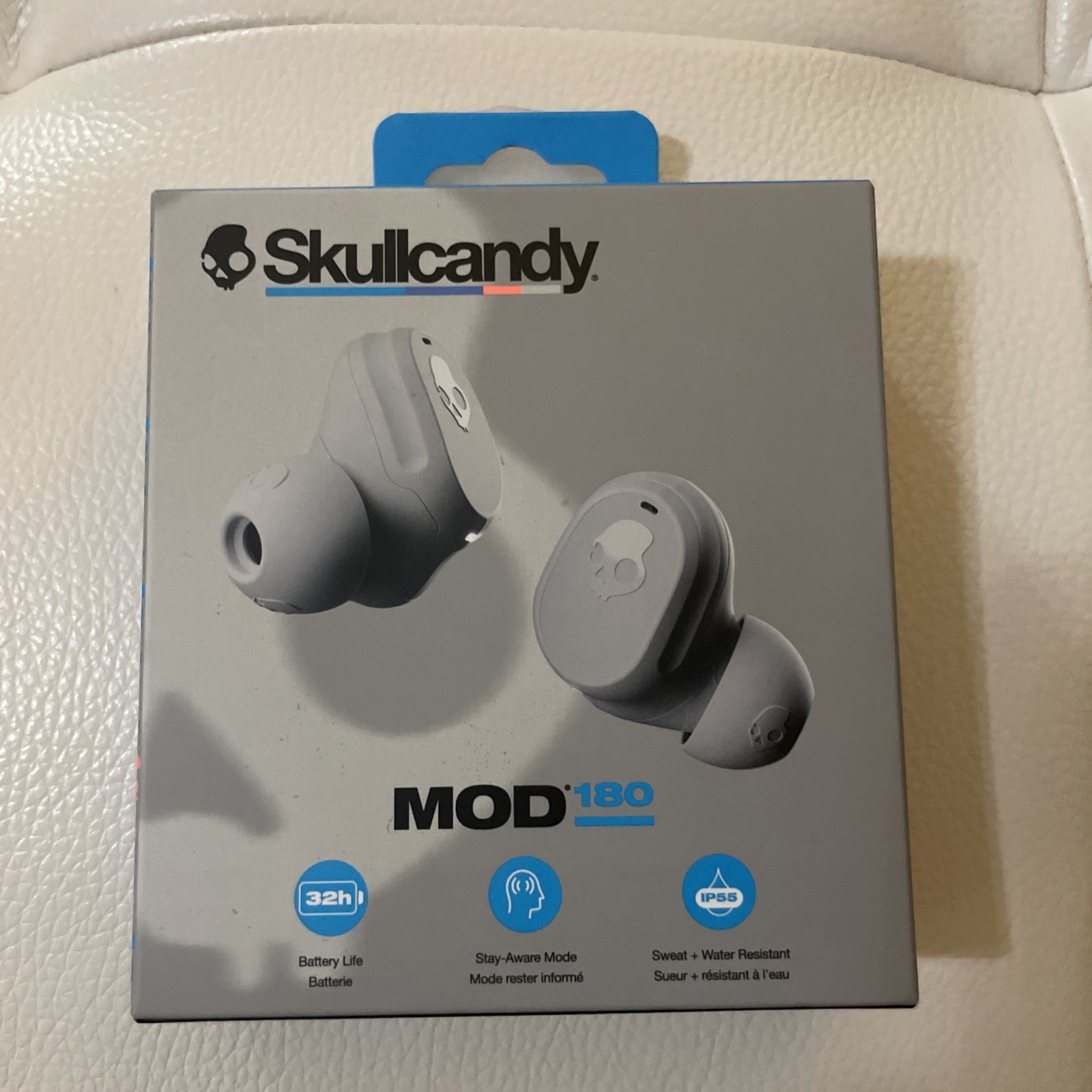 Skullcandy MOD 180, features Stay-Aware Mode, Sweat+Water Resistant, Gray, New