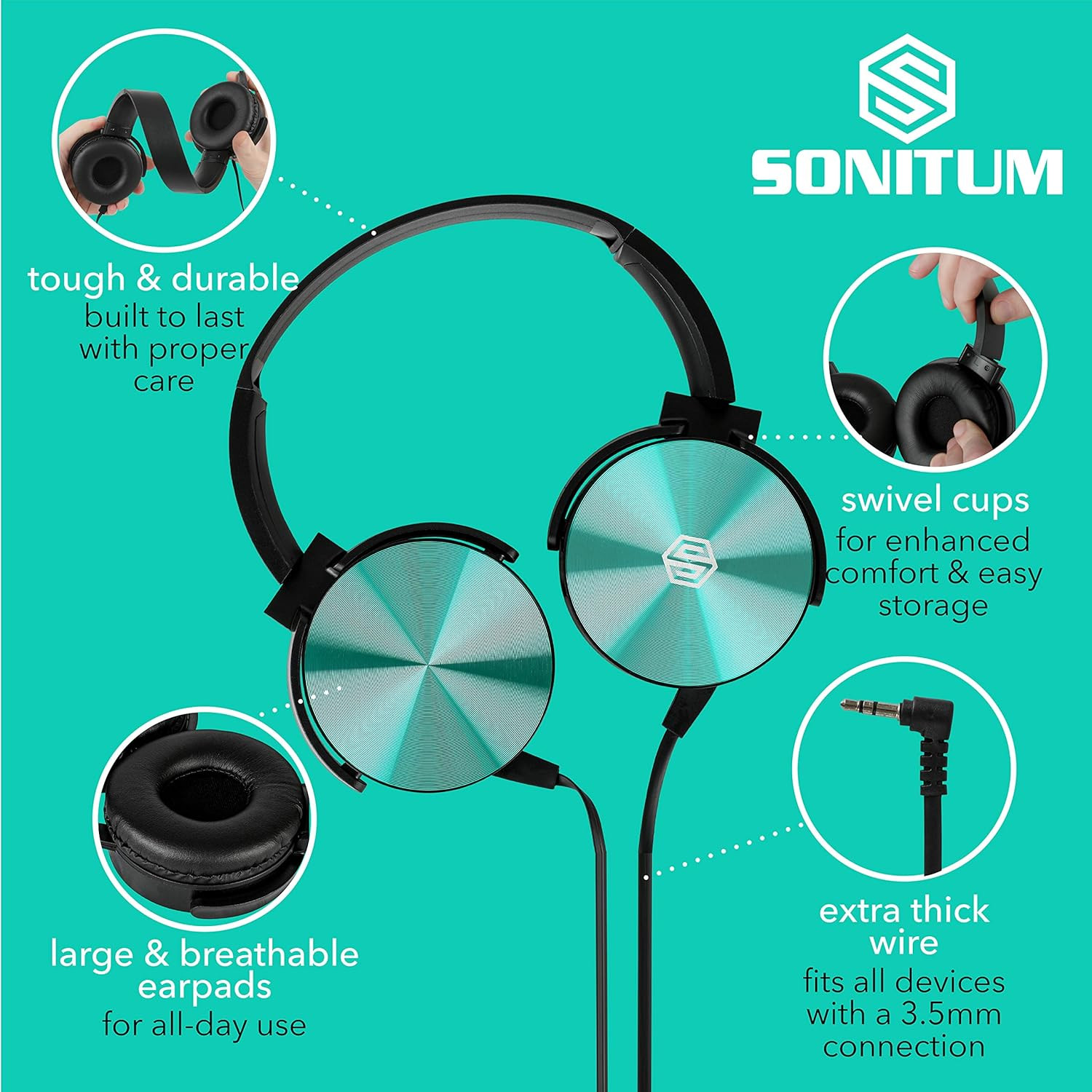 Classroom Headphones-Bulk 10-Pack, Student on Ear Color Varieties- Comfy Swivel