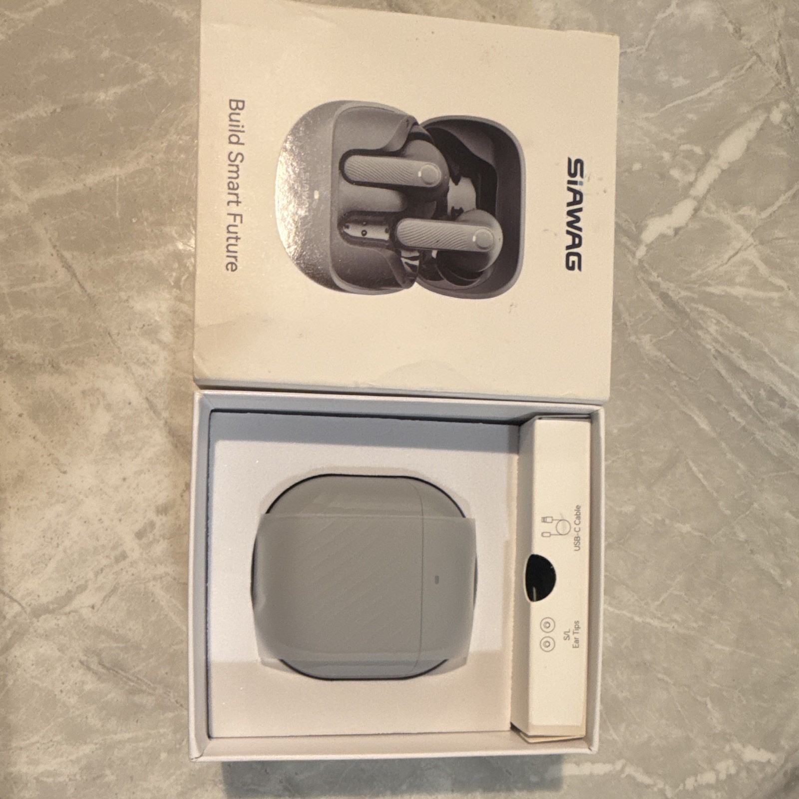 SiAWAG 1100 Series True Wireless Bluetooth In-Ear Earbuds w/ USB-C Case Gray