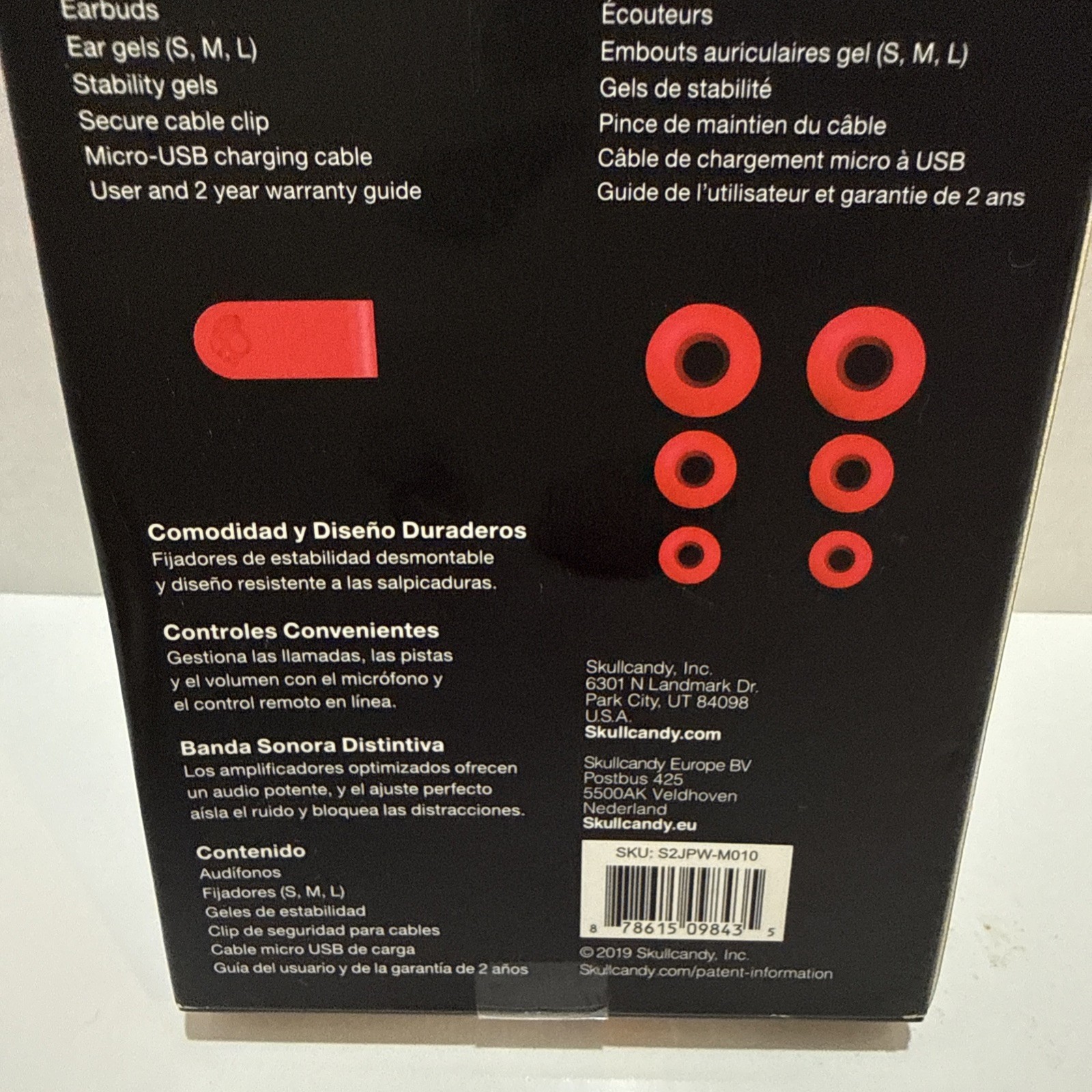 Skullcandy Jib + red Wireless In-Ear Headphones with inline mic & remote. New.