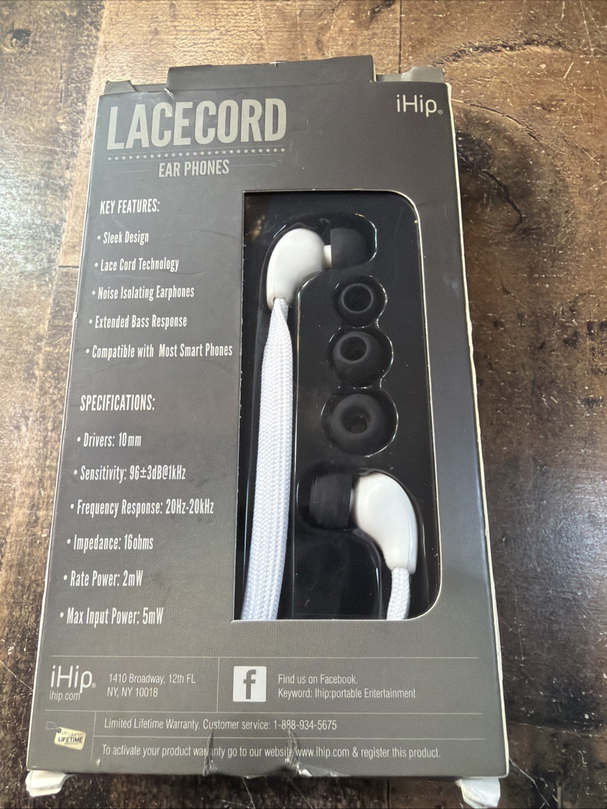 NEW iHip Lace Cord Earbuds White Tangle-Free Shoelace Style In-Ear Headphones