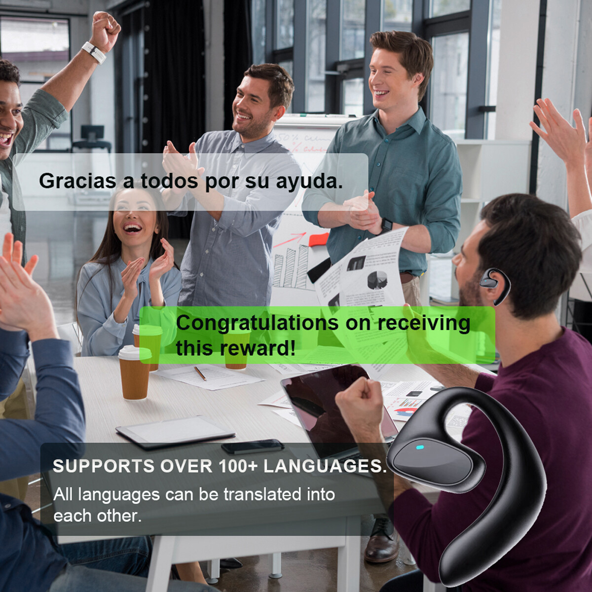 New Smart VoiceTranslator Earbuds 155+Languages Real Time Translator Earbuds US