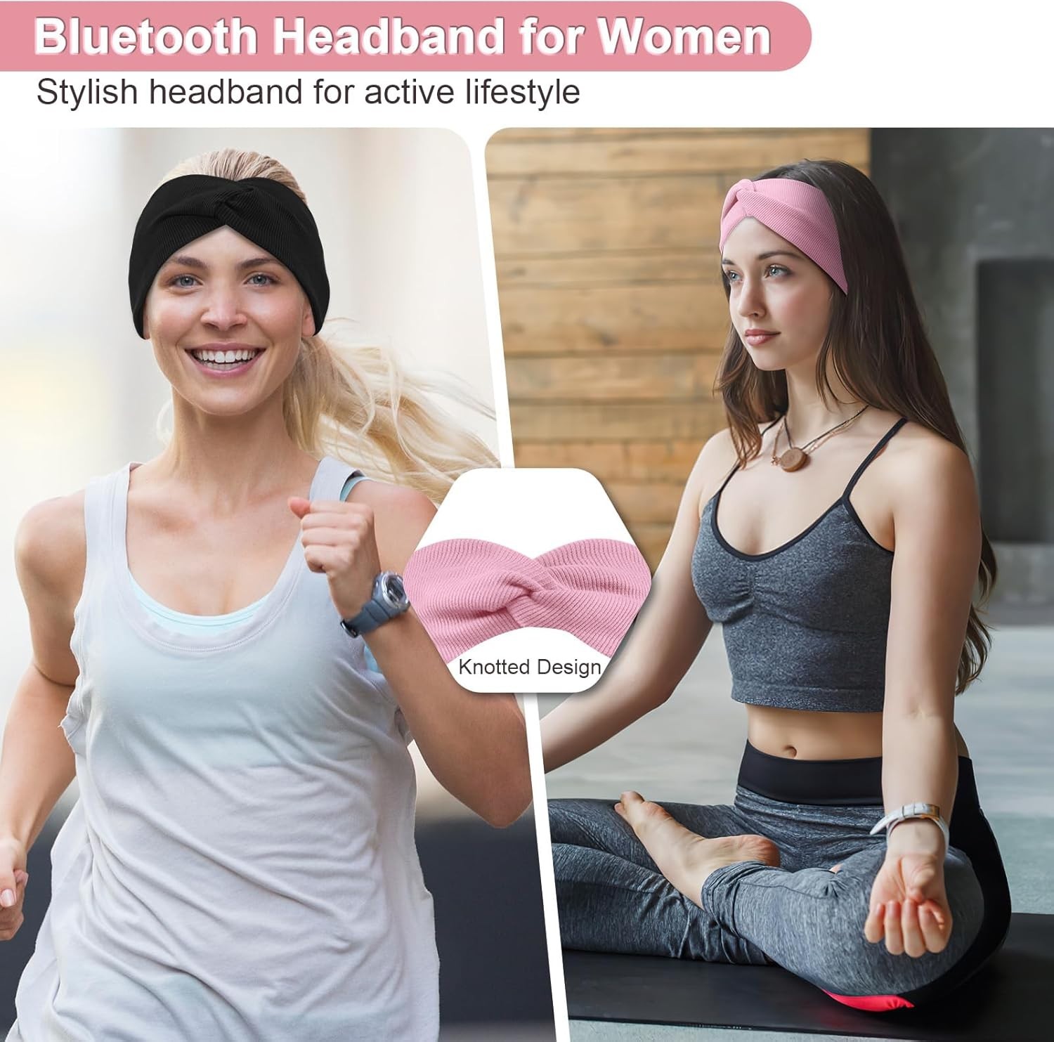 2-Pack Bluetooth Headband for Women with HD Speakers – Stylish Workout Essential