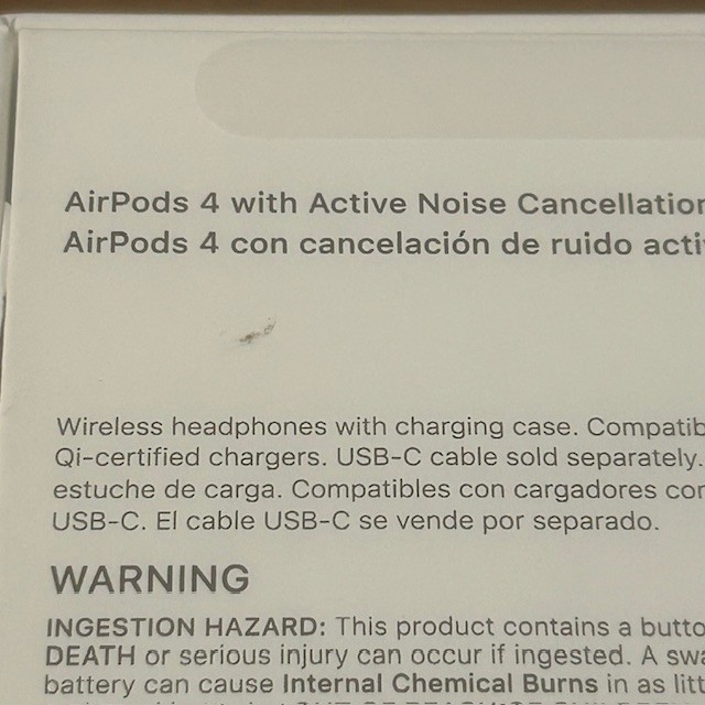 Empty Box Only – Apple AirPods 4 with Noise Cancellation & Manual A3055 A3056 A3