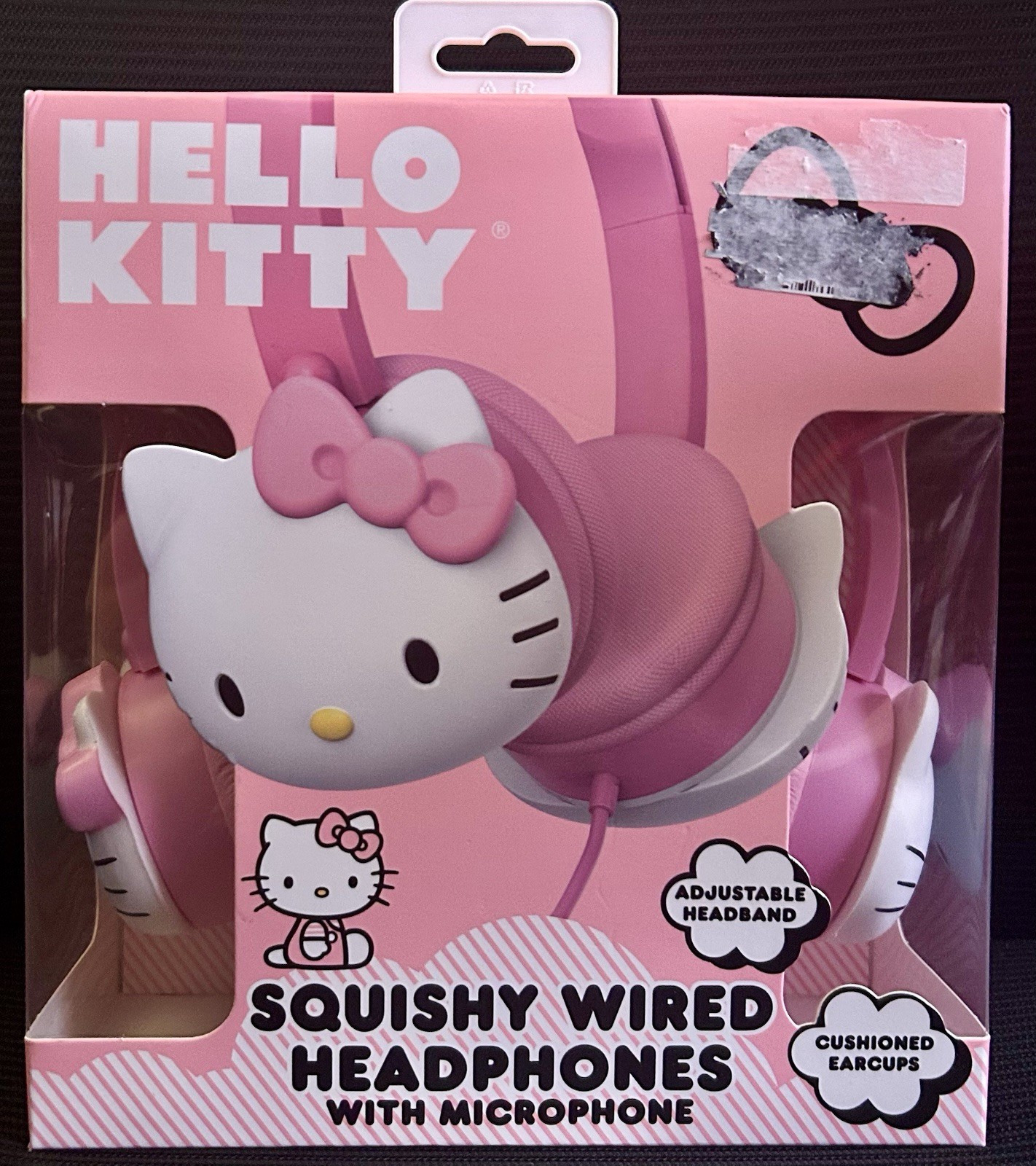 Hello Kitty Squishy Wired Headphones With Microphone Cushioned Earcups New