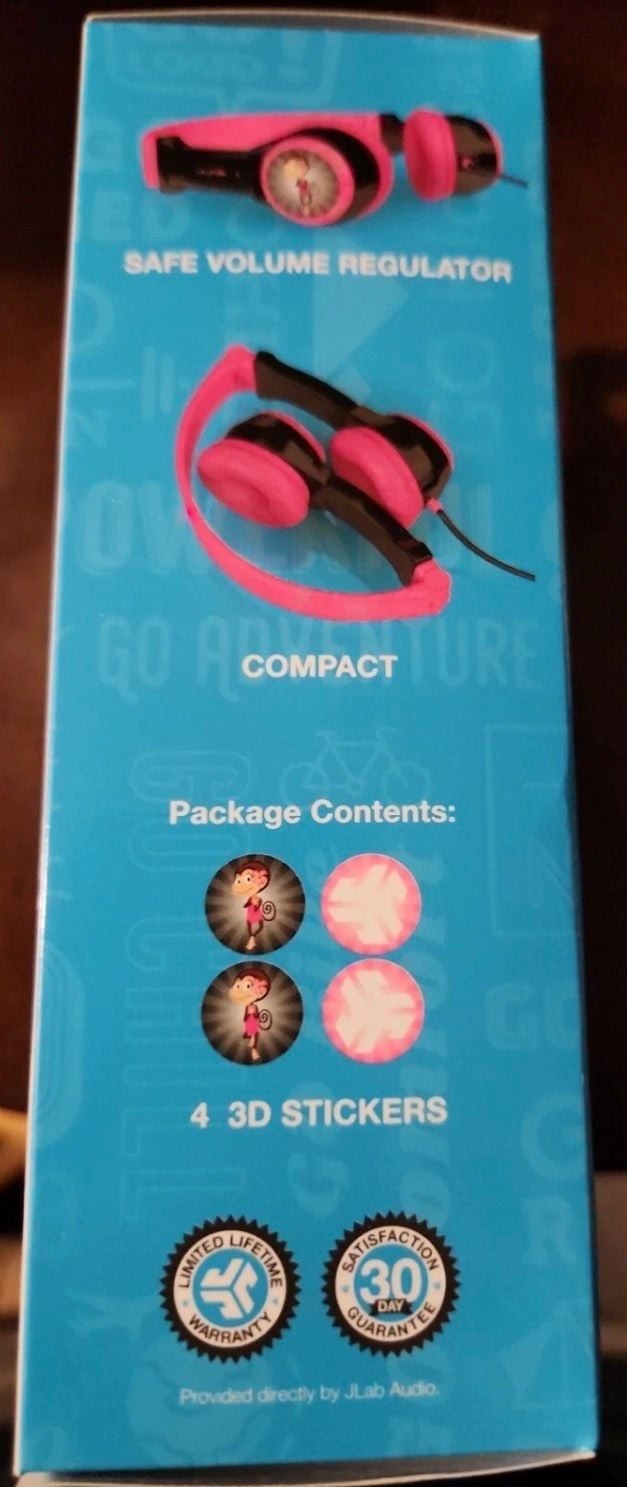 JLab JBuddies Folding Kids Headphones Pink/Black for Ages 2-8
