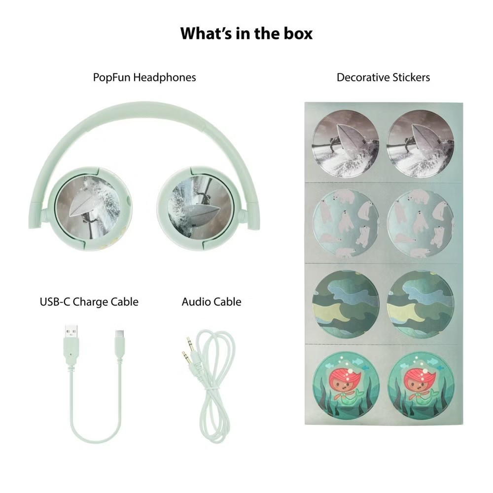 BuddyPhones POP Fun Foldable Bluetooth Wireless Kids Headphones with Microphone