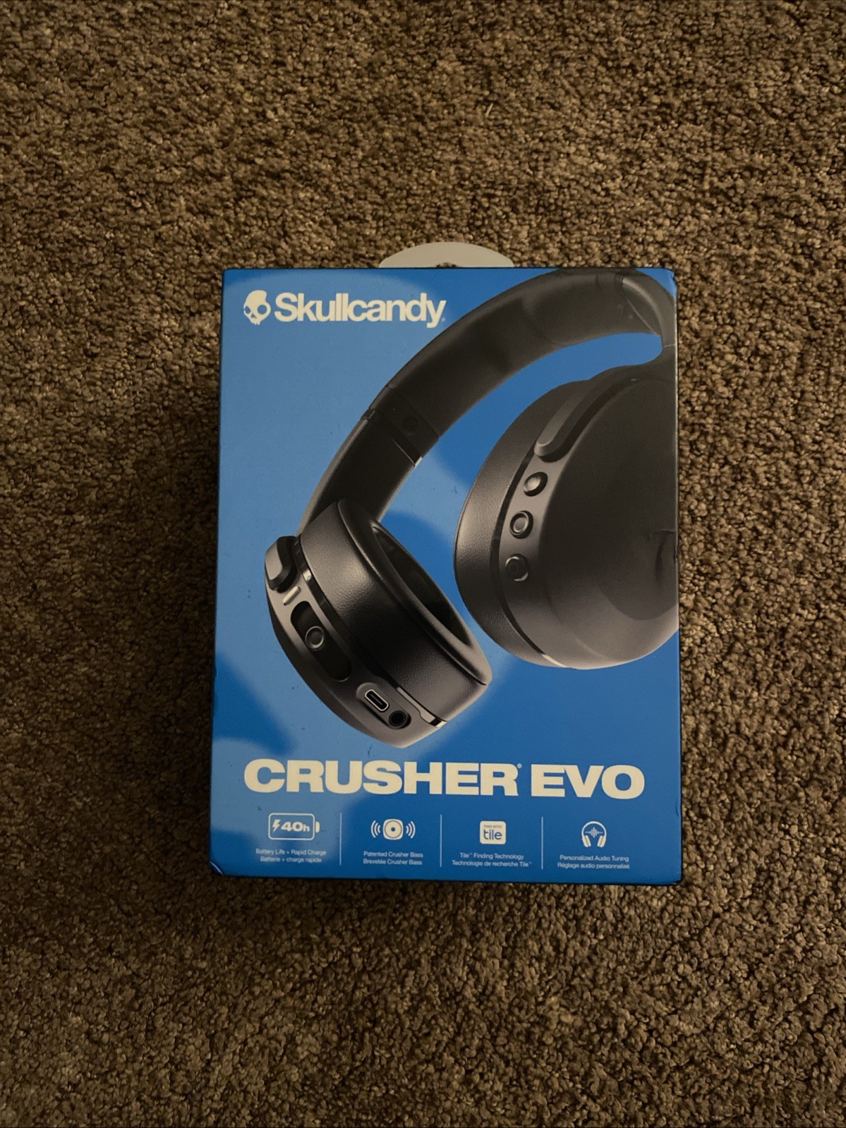 New Sealed – True Black Skullcandy Crusher Evo Bluetooth Headphones