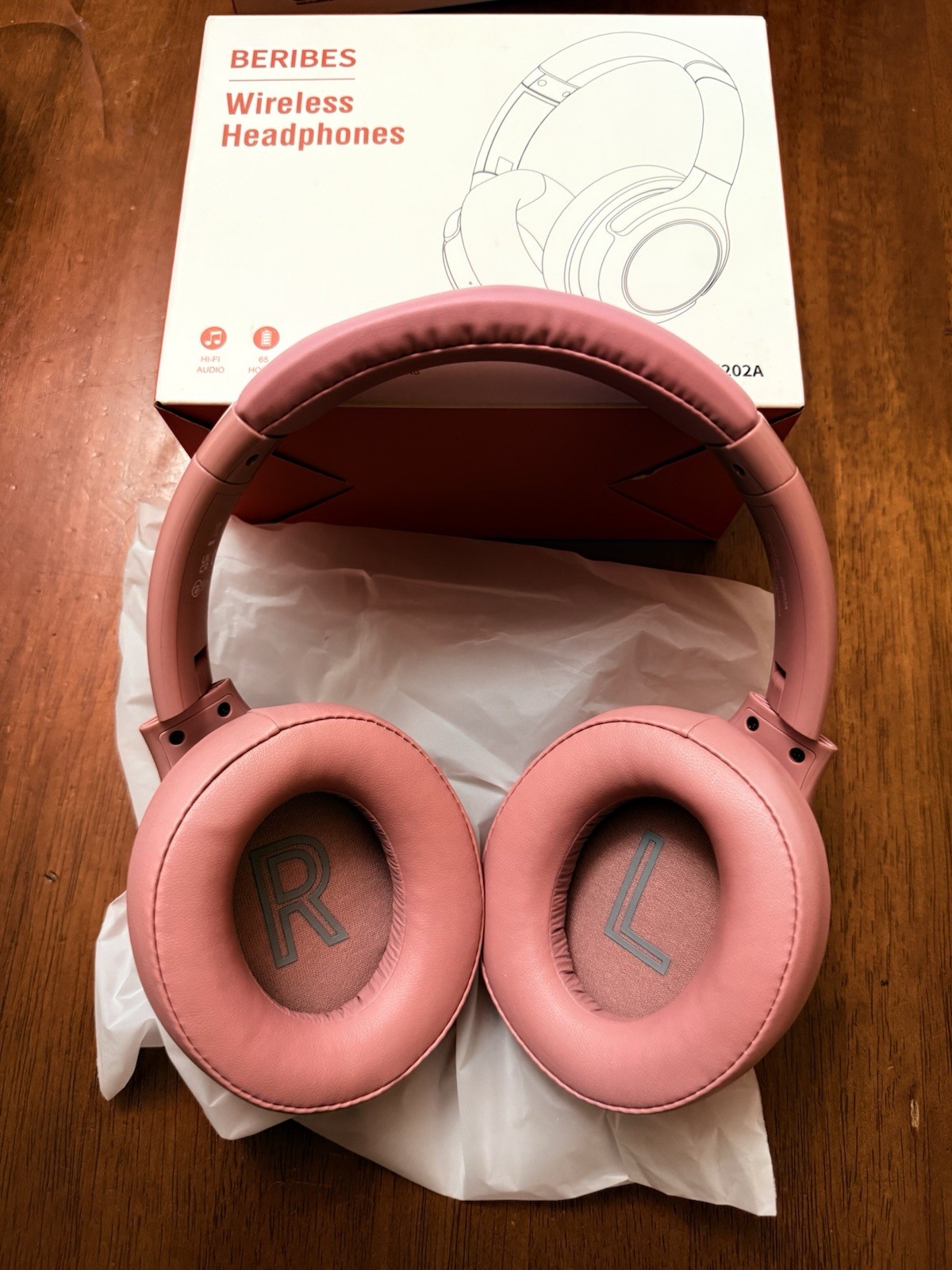 BERIBES PINK Bluetooth Wireless Headphones 65 Hour Playtime