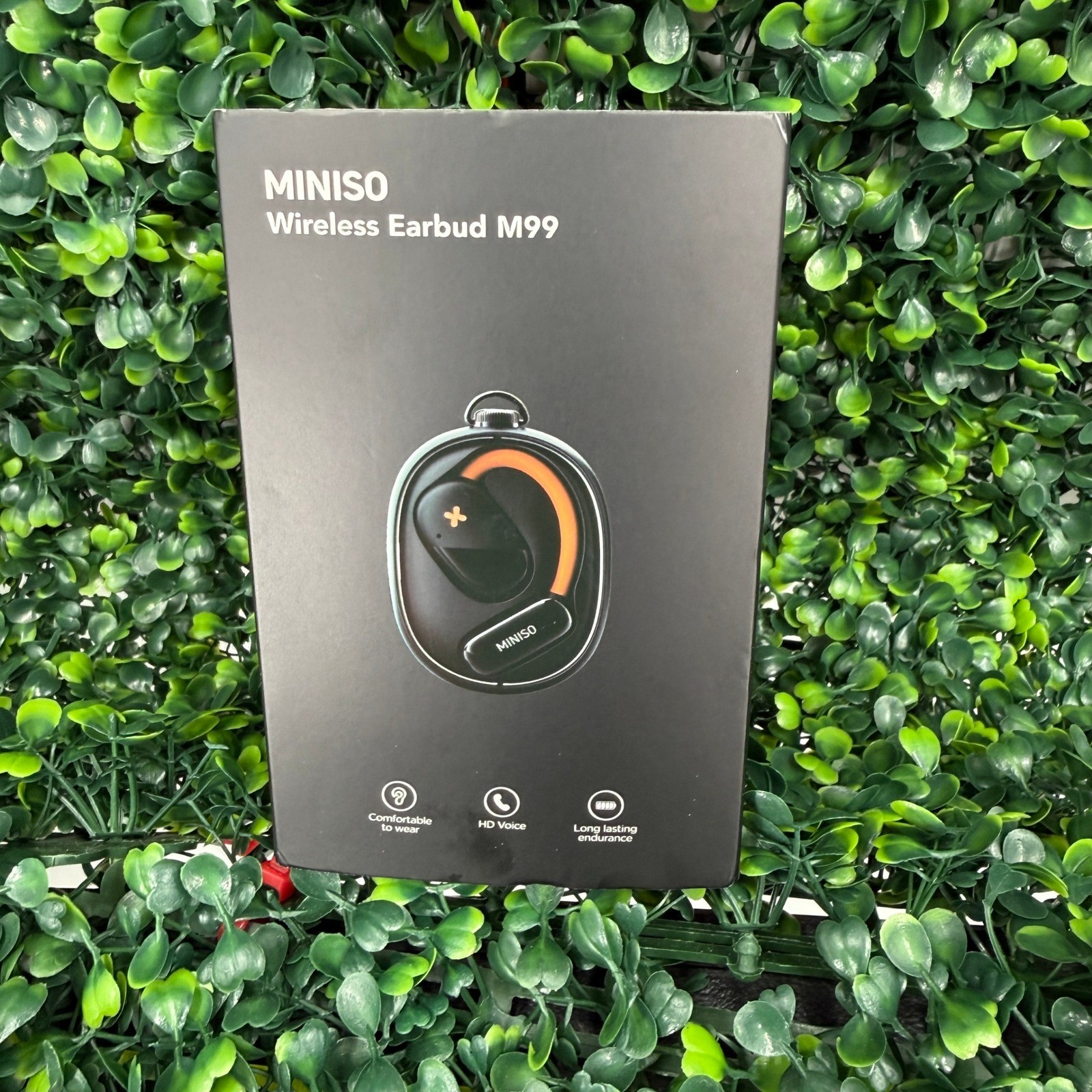 Miniso Wireless Earbud M99 Black Orange Bluetooth 5.4 HD Voice Open Ear Hook