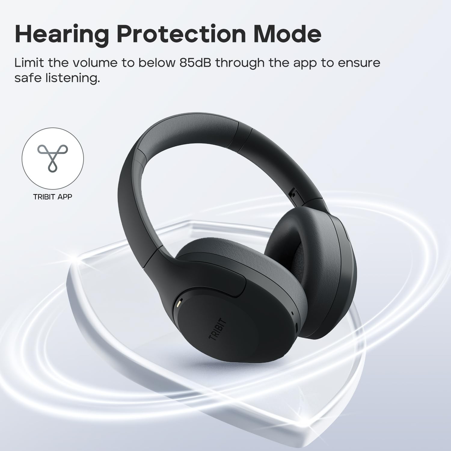 Tribit Wireless Over-Ear Headphones QuietPlus 81, Hybrid Active Noise Black