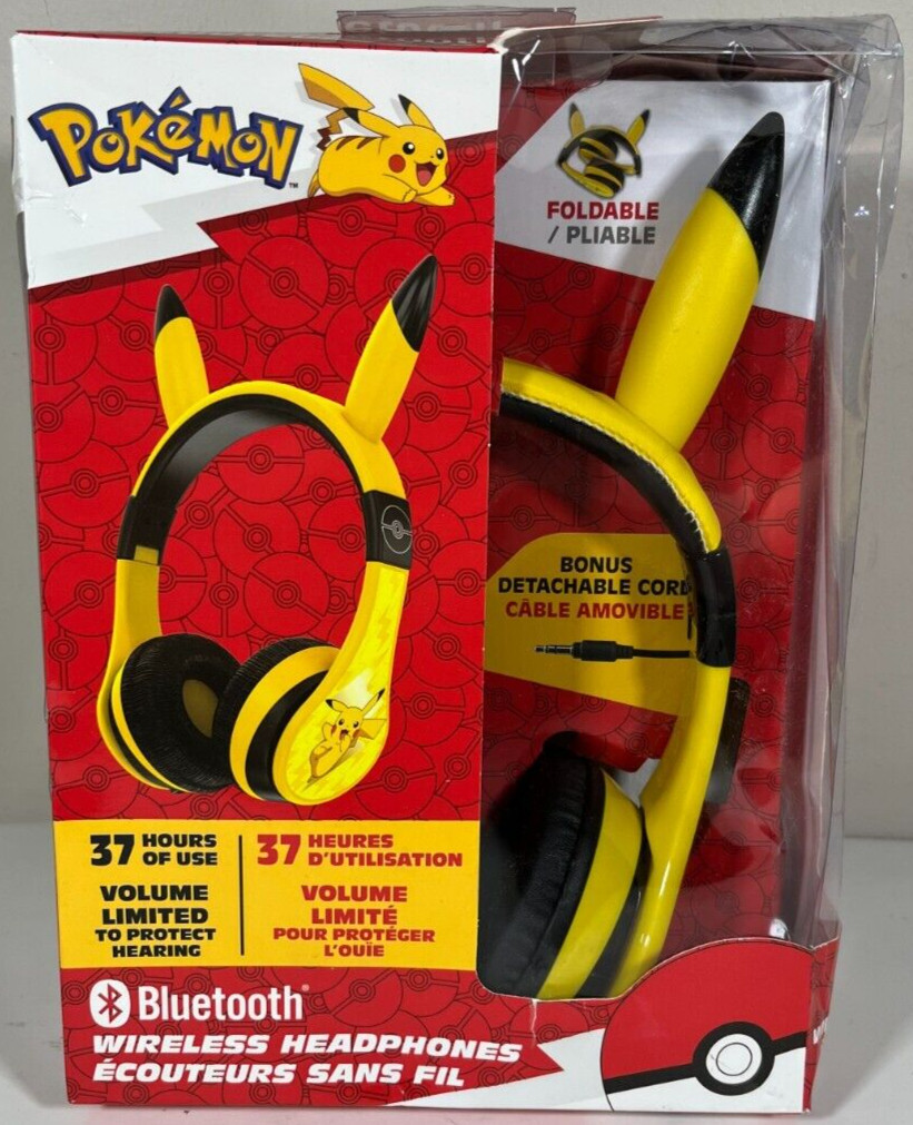 eKids – Pokemon Pikachu Bluetooth Headphones – Yellow – NEW – Damaged Box