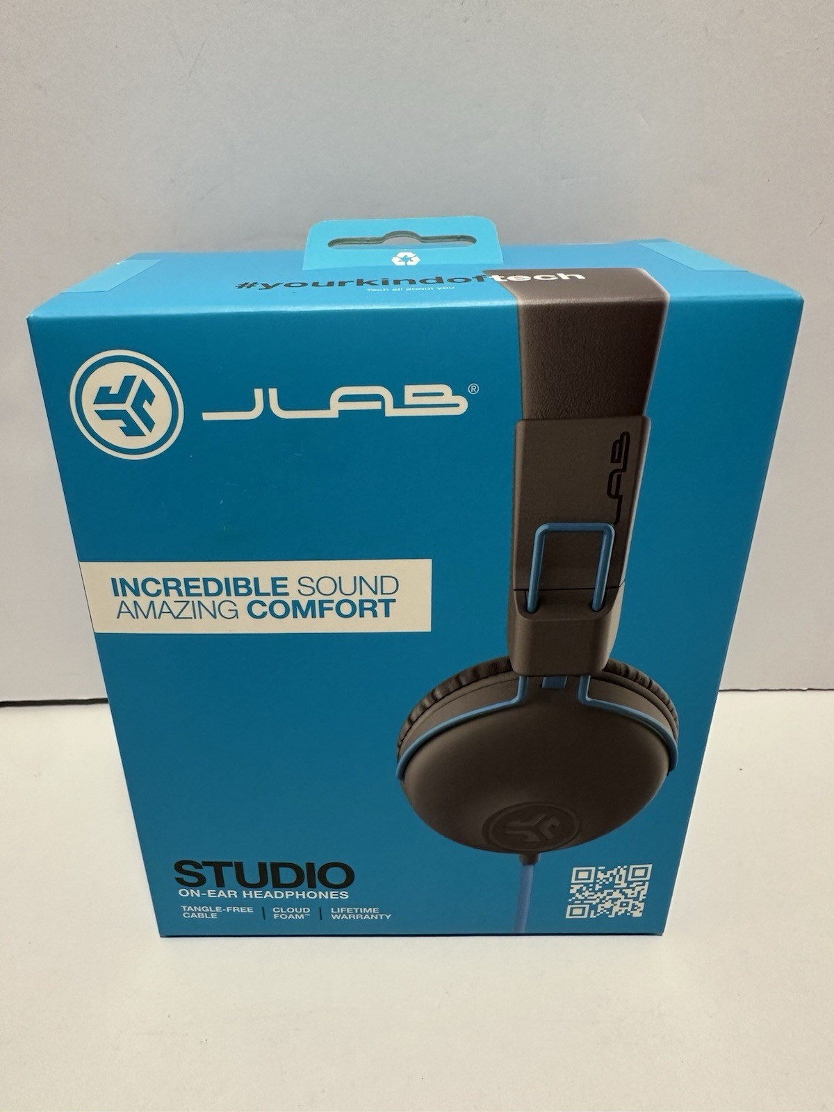 JLab HASTUDIORGRYBLU4 Wired Audio Studio On-Ear Headphones – Gray/Blue
