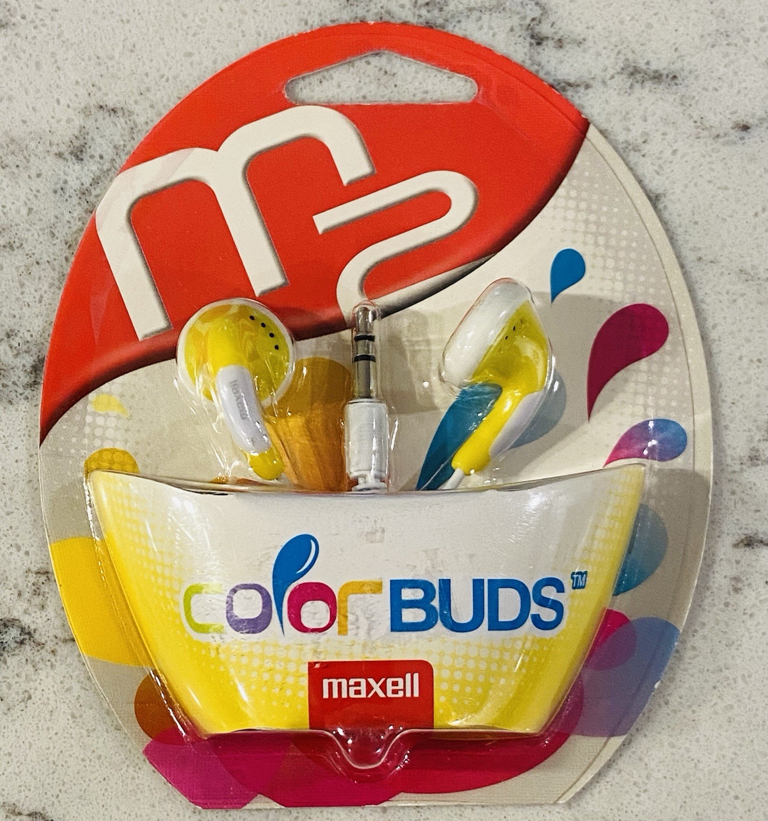 NEW IN PACKAGE ~ 3X MAXELL YELLOW COLOR BUDS STEREO EARBUDS 4FT CORD #190545