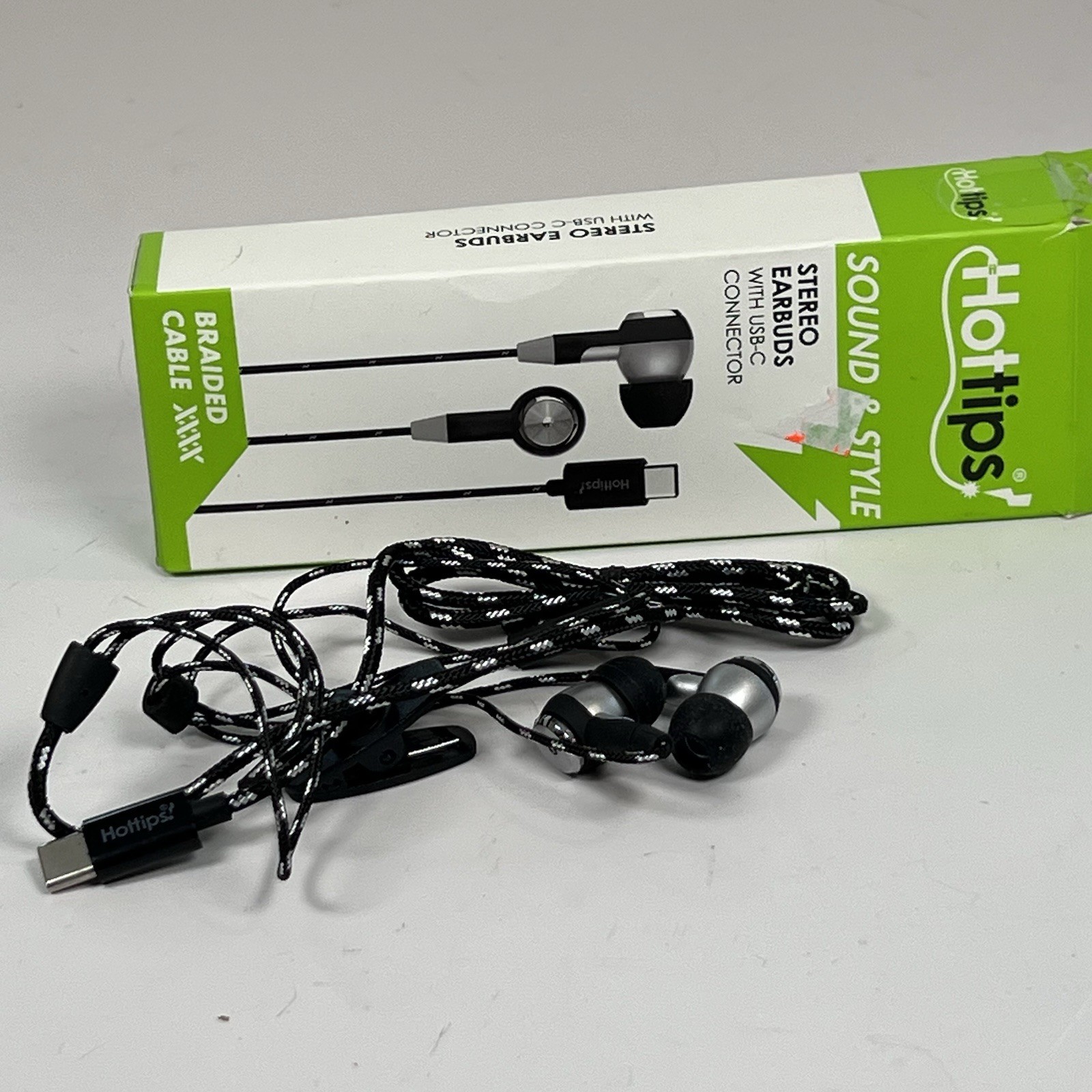 OPEN BOX Hottips Sound & Style Stereo Earbuds with Tangle Free Flat Cable