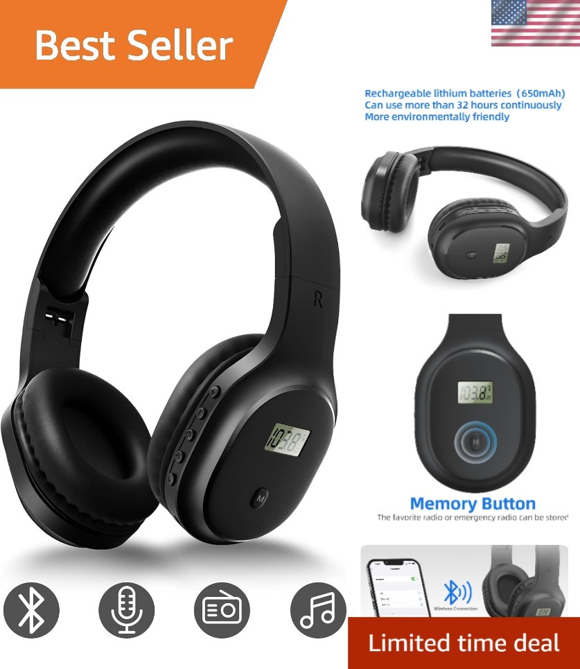 Rechargeable Bluetooth 5.0 Headset with FM Radio – Perfect for Active Lifestyles