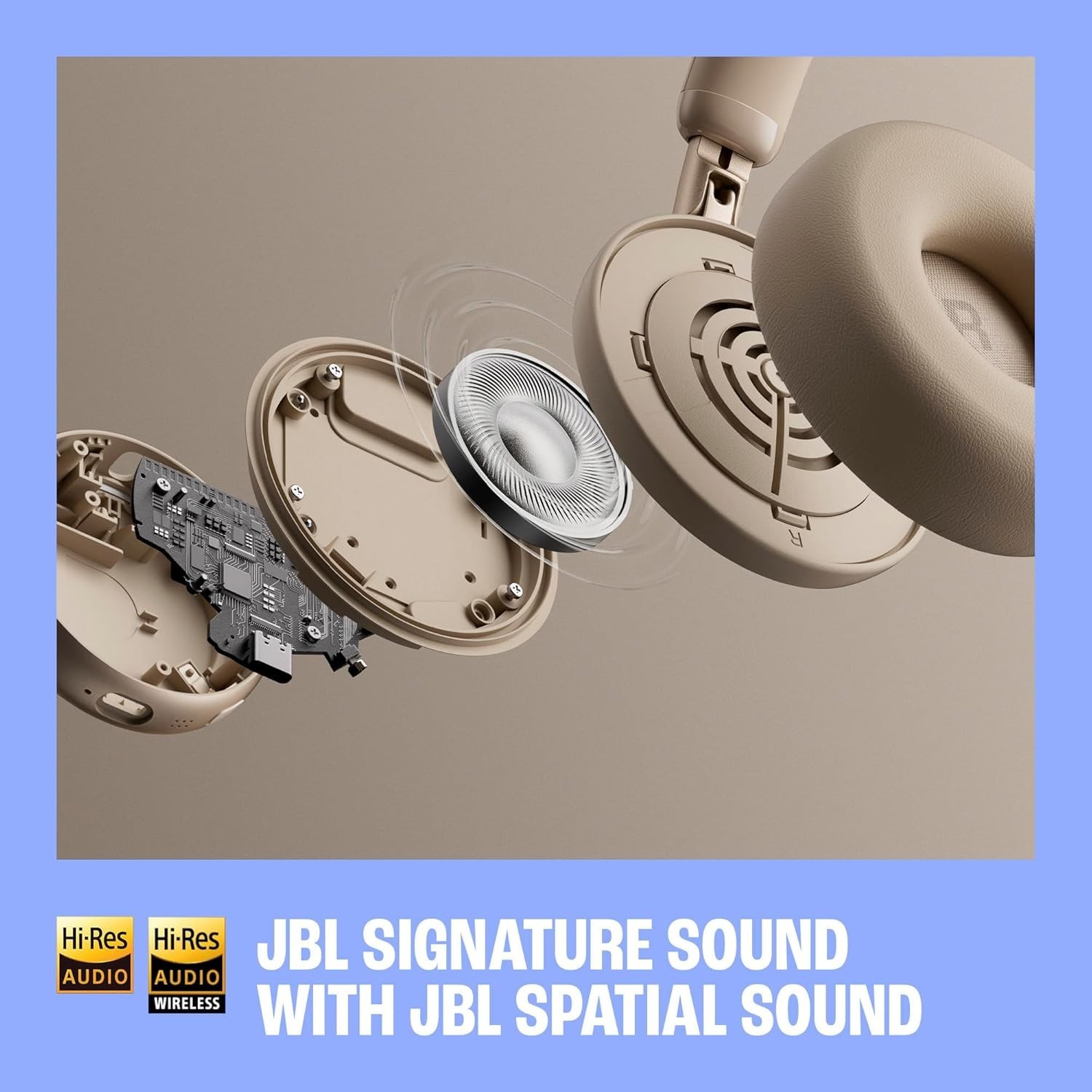 JBL Live 680NC Wireless ANC Headphones Hi-Res Audio 80H Battery Champagne