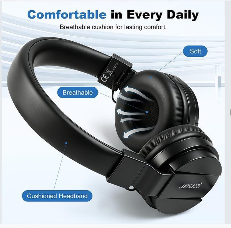 Headphones Wired on Ear Foldable 3.5Mm Plug in Headphones | Tangle-Free Corded H