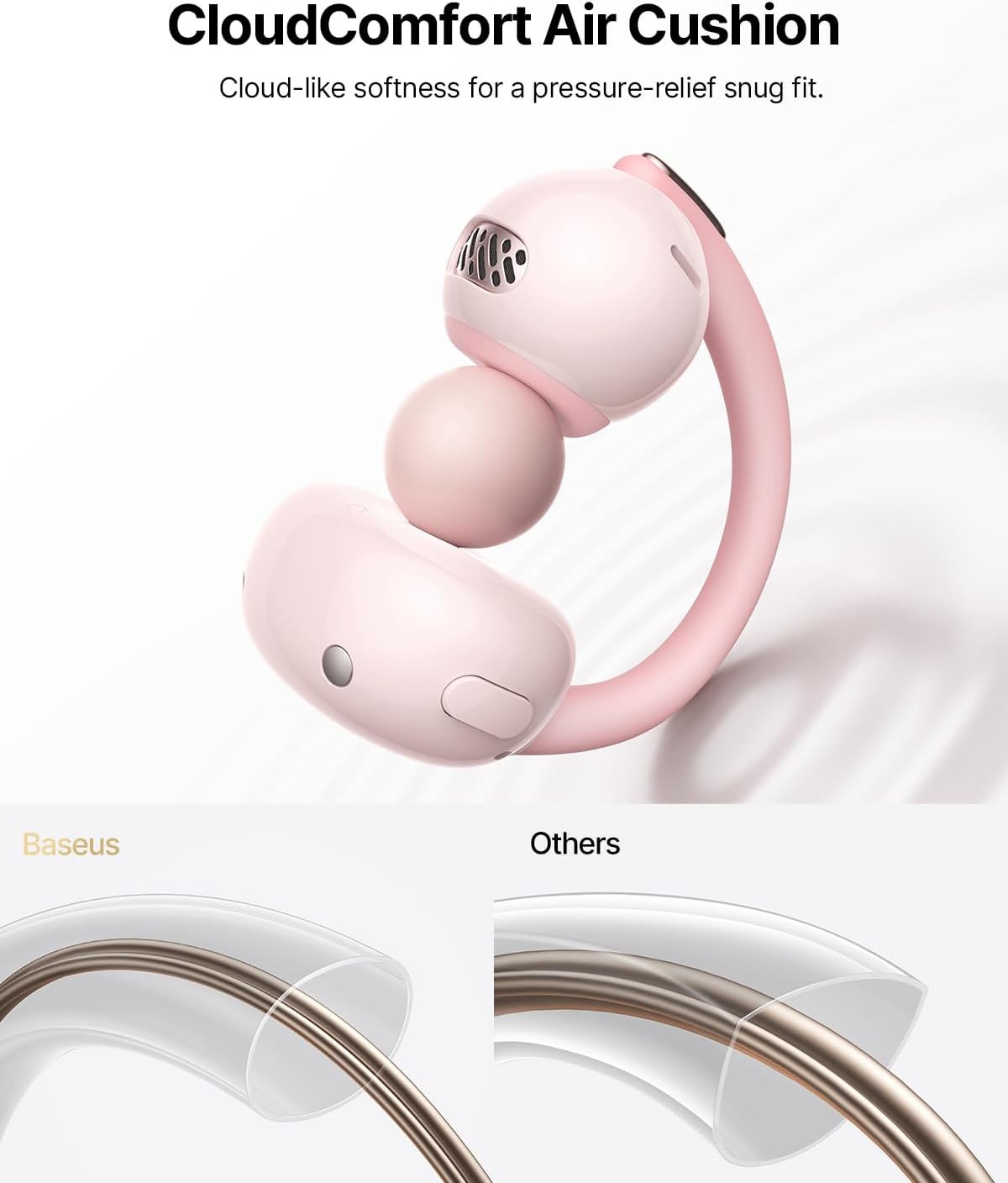 Baseus Bowie MC2 Air Open Ear Clip-on Earbuds, CloudComfort Air Cushions for Wor