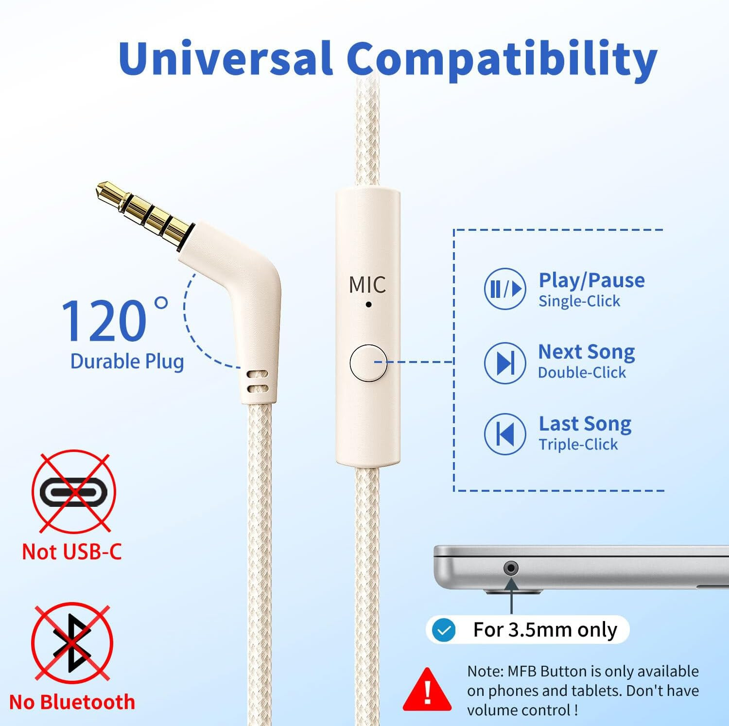 Headphones Wired with Microphone, over Ear Foldable 3.5Mm Plug in Headphones Cor