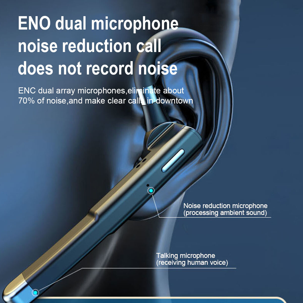 2PCS Trucker Wireless Bluetooth 5.1 Earpiece Headset Mic Earbud Noise Cancelling