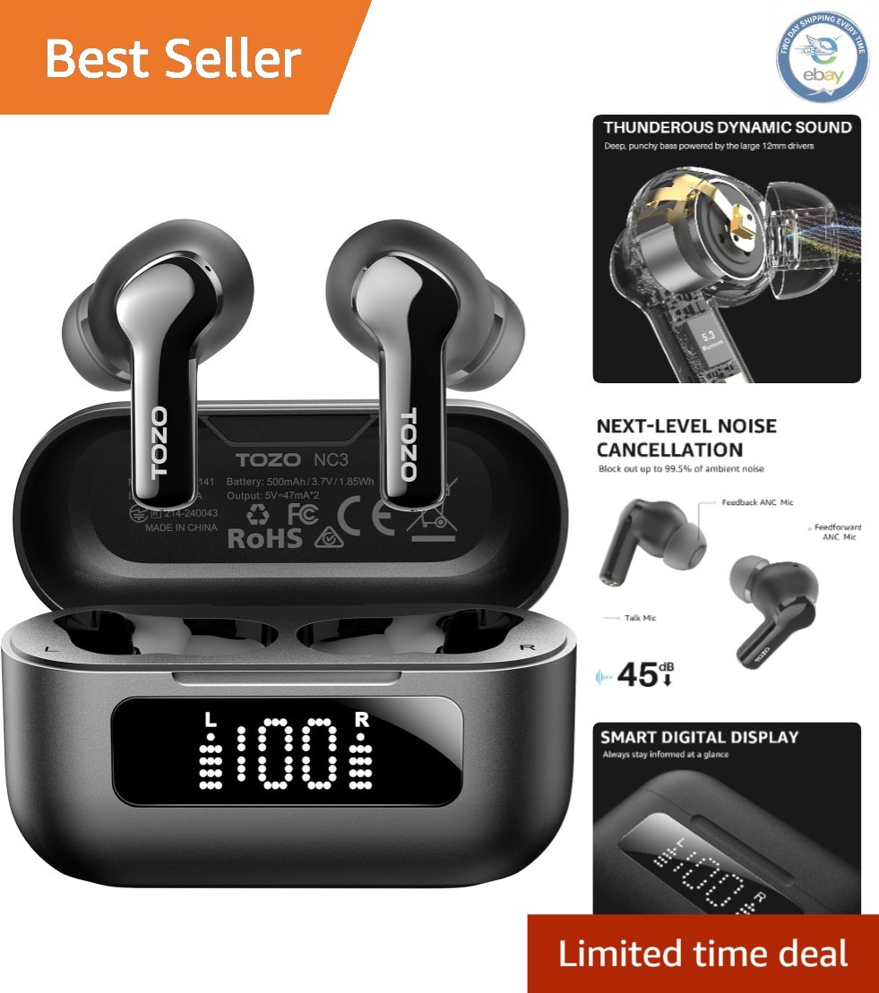 Ergonomic Wireless Earbuds: Clear Calls, 55H Battery Life & Waterproof Features