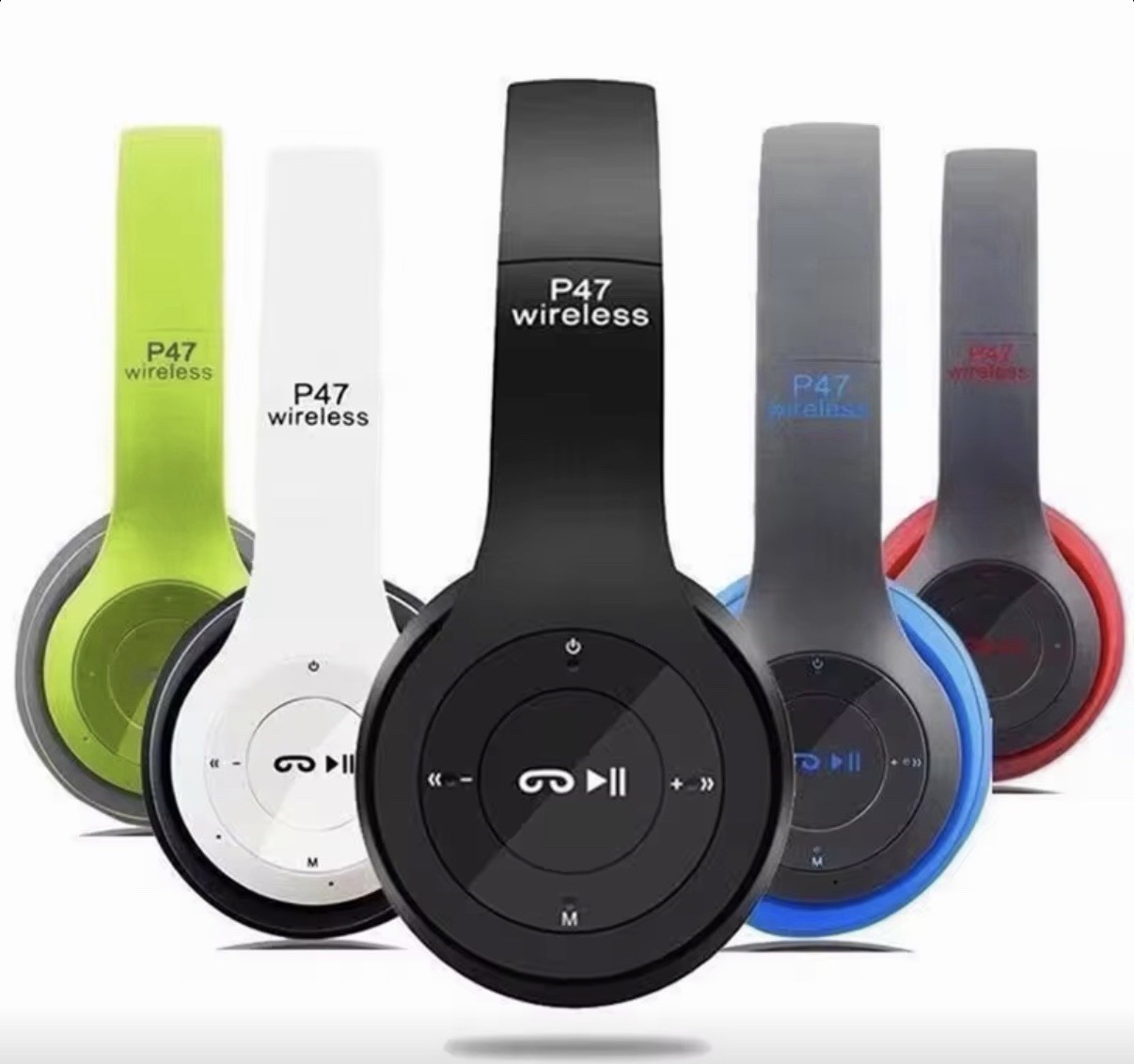 P47 Wireless Bluetooth 5.0+EDR Headphones – Green/White/Black/Blue/Red