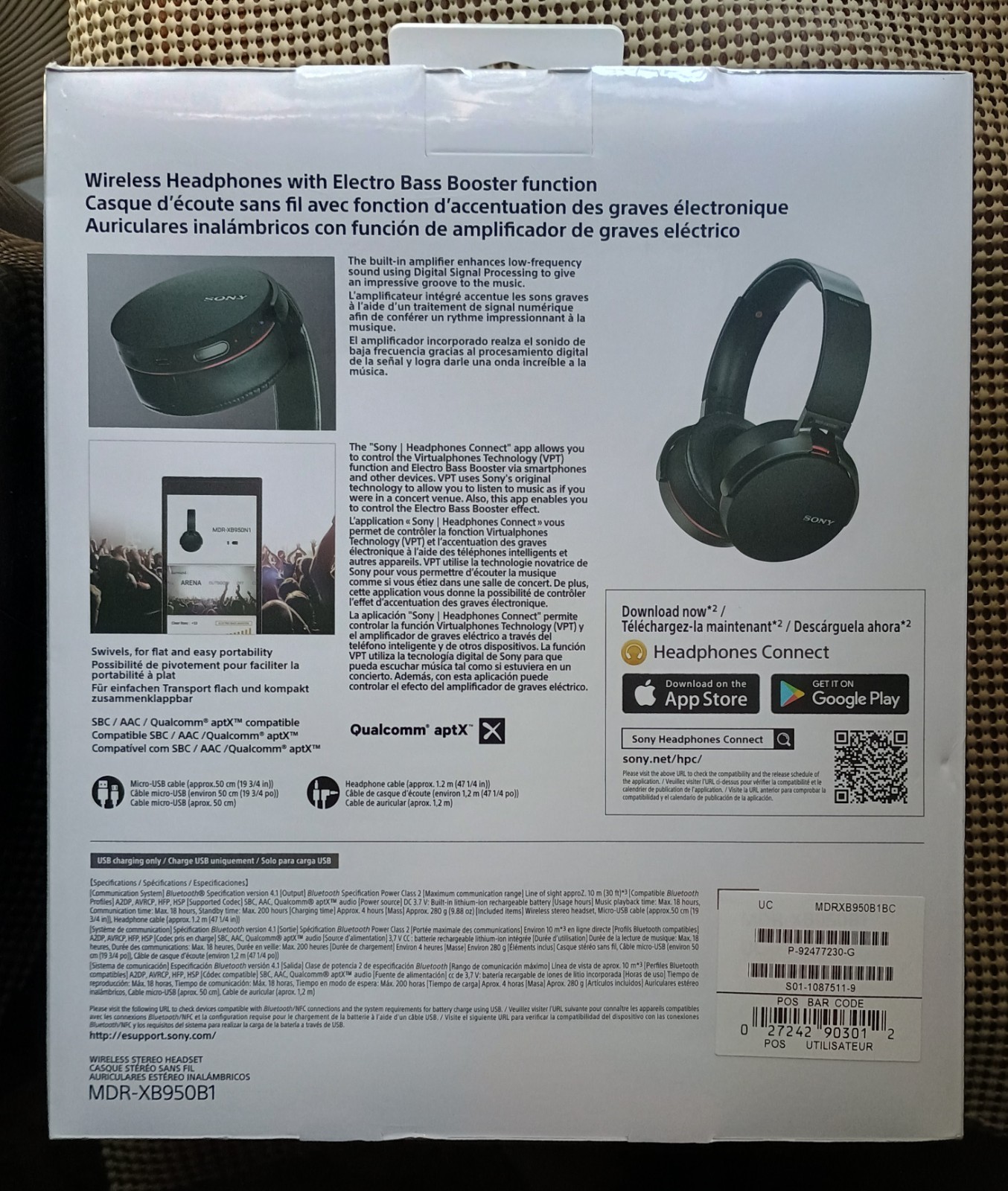 Sony MDR-XB950B1 Extra Bass Wireless Over-Ear Headphones – Black New Sealed