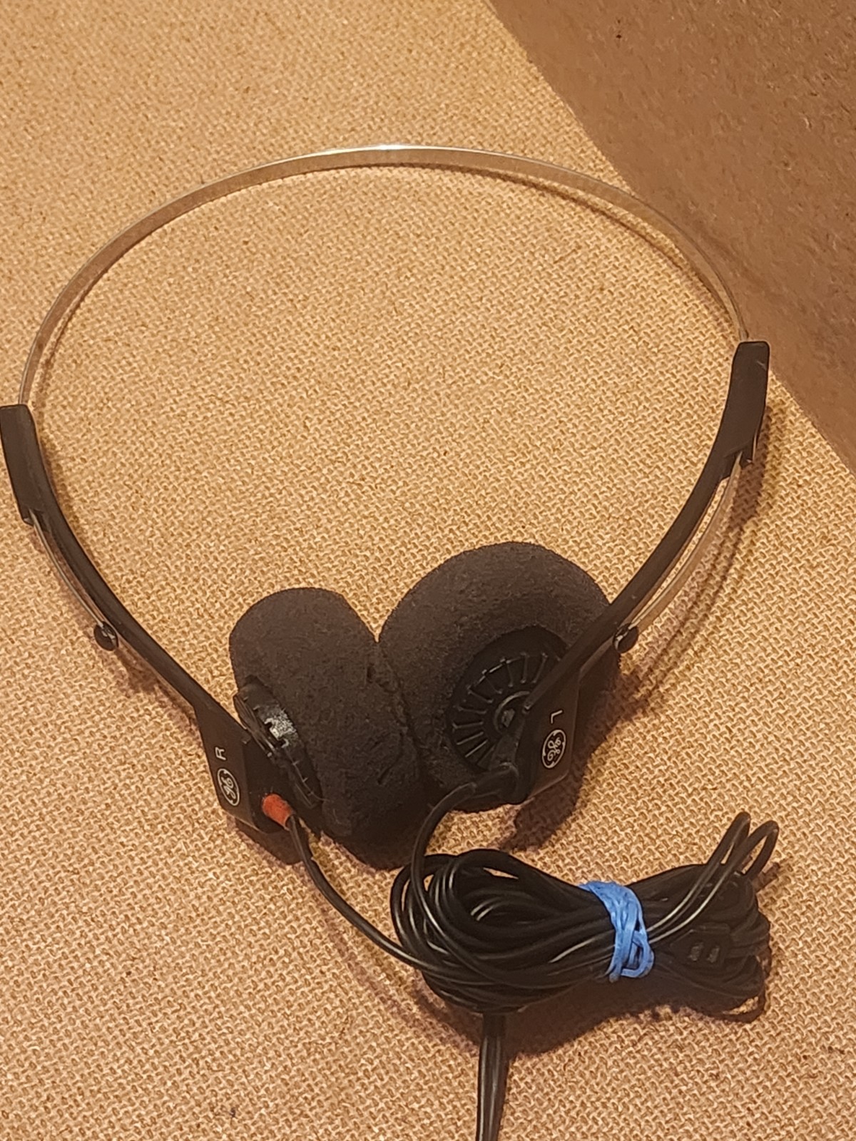Vintage GE Headphones Metal Adjustable Headband Wired 3.5mm General Electric