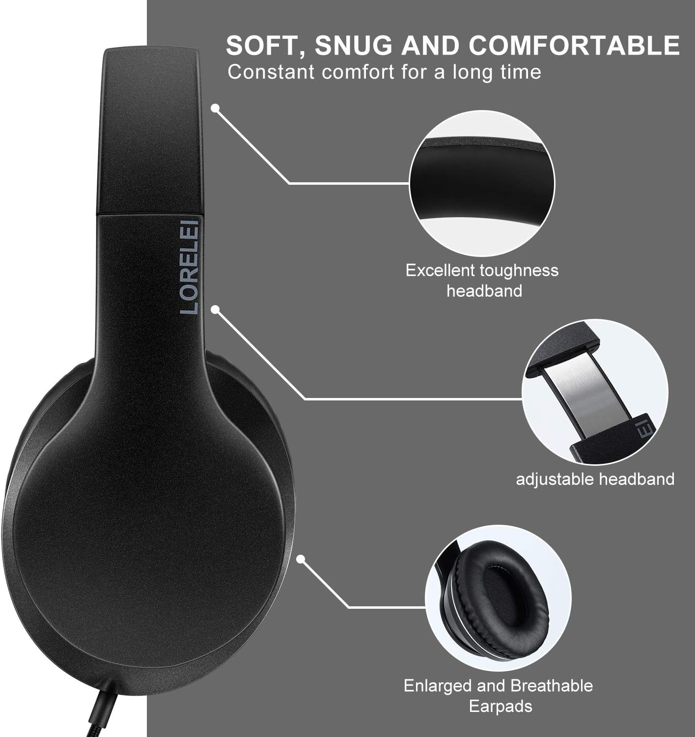 Lightweight X6 Over-Ear Headphones with Mic – Tangle-Free Cord & Dynamic Sound