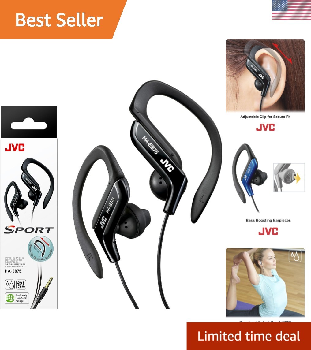 Comfortable Over-Ear Sports Headphones with Adjustable Clip and Bass Power