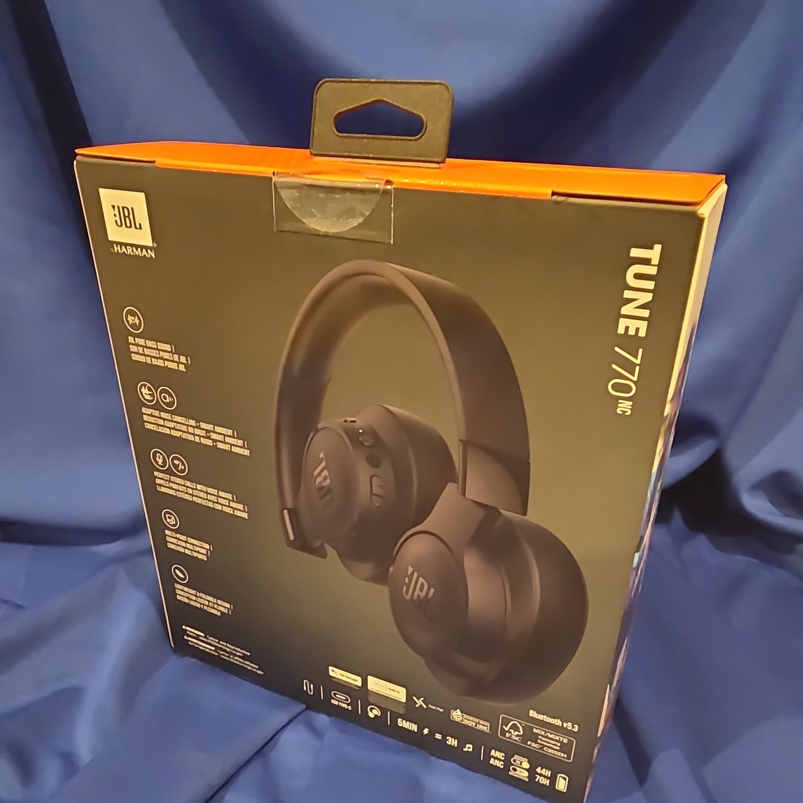 JBL Tune 770NC Adaptive Noise Cancelling Wireless Headphones Over Ear Black New