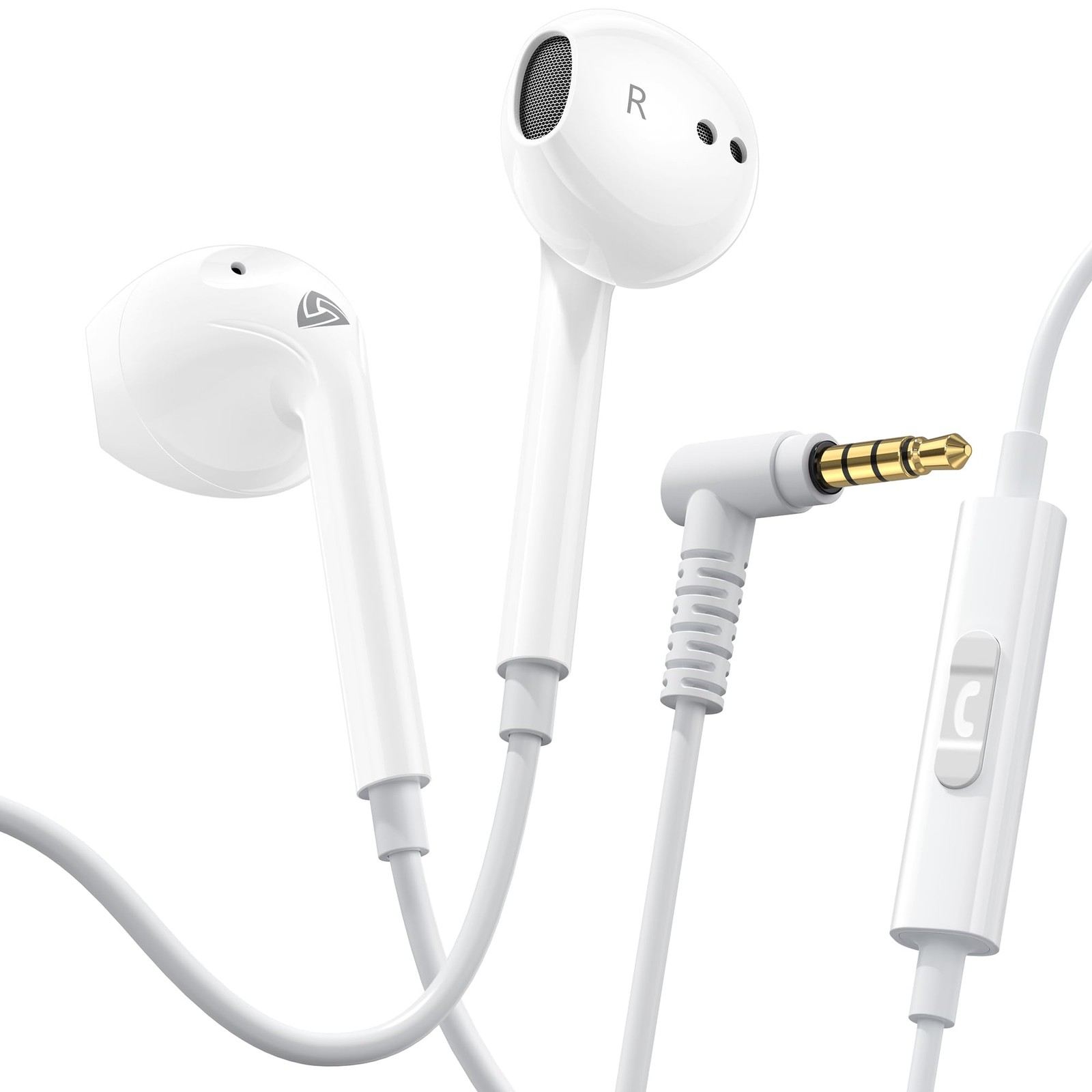 LUDOS Zenith Wired Earbuds in-Ear Headphones, 5 Year Warranty, White