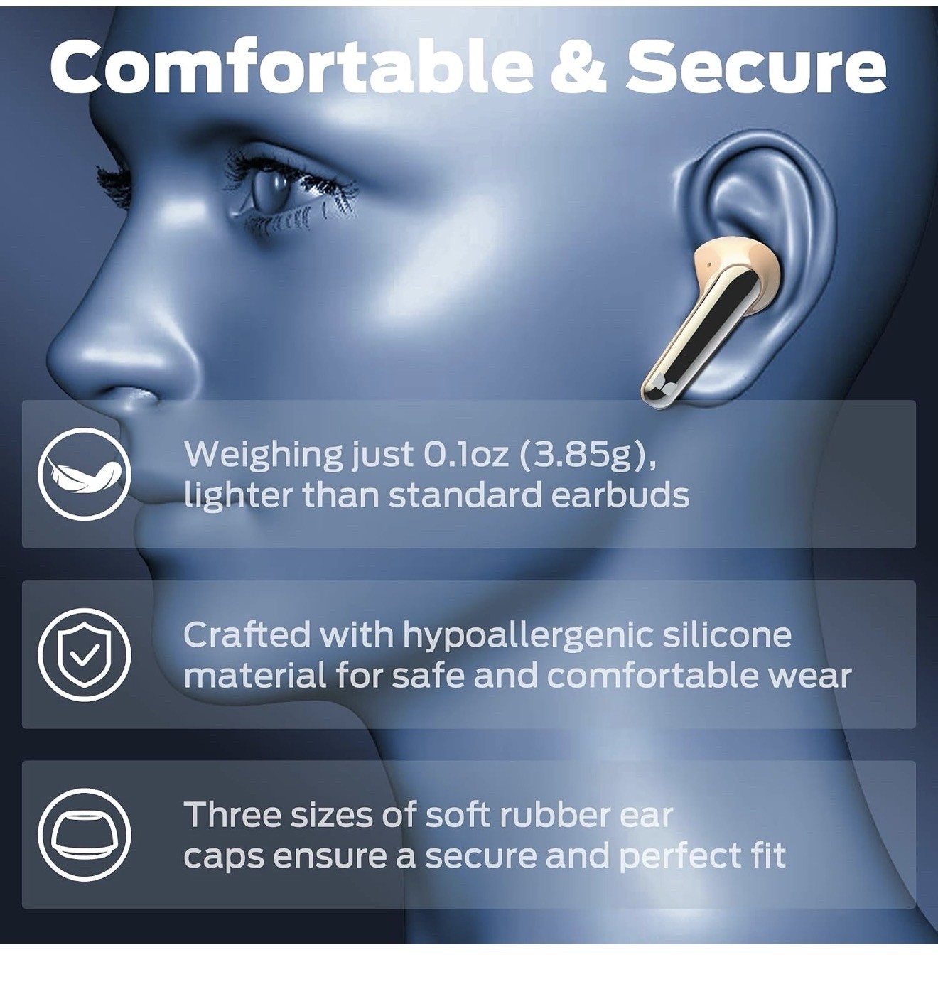 Monster N-Lite 203 AirLinks Wireless Earbuds Bluetooth 5.3 Blue FAST SHIPPING