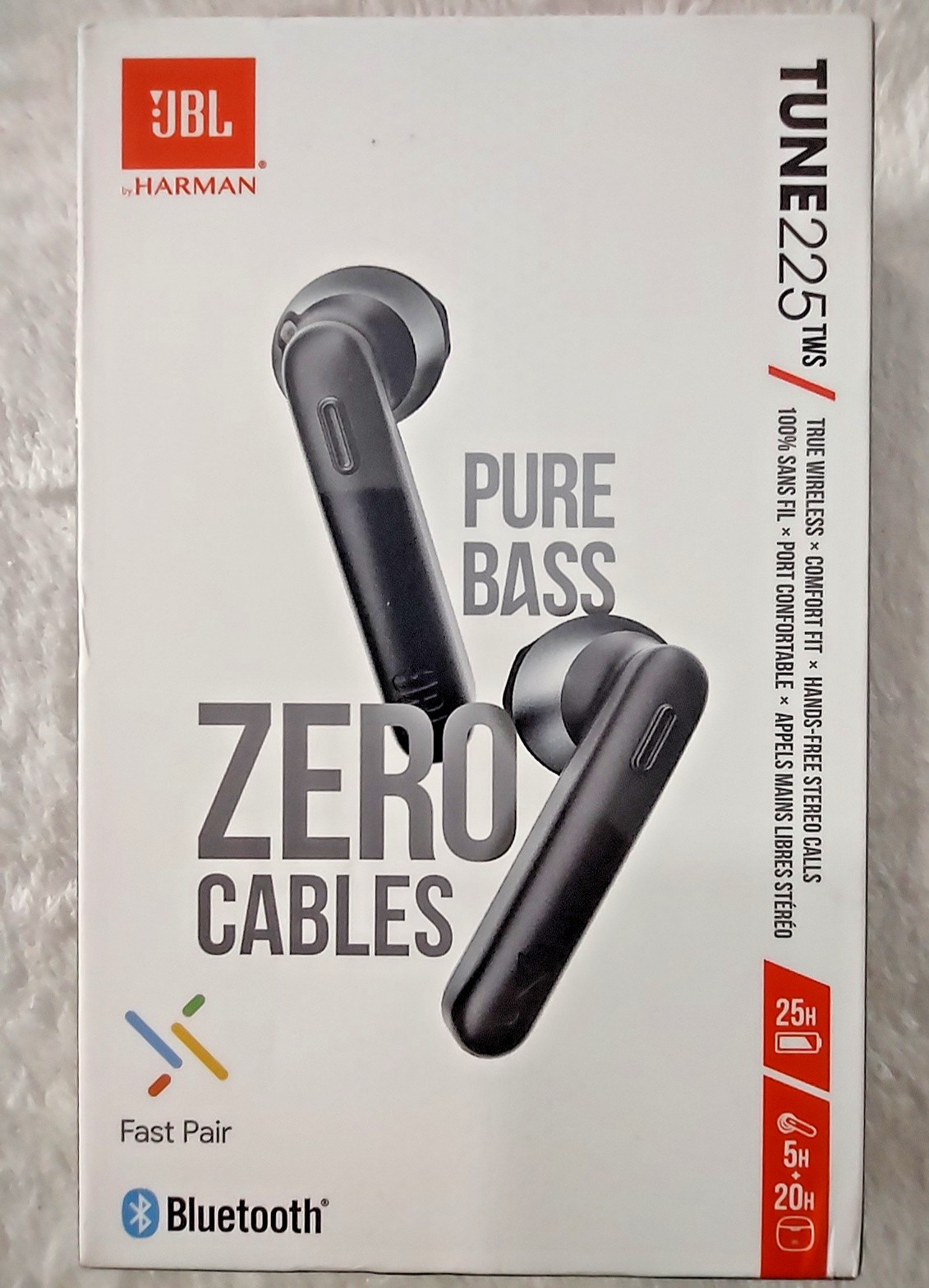JBL TUNE 225TWS PURE BASS Wireless Earbuds Earphones BT Harman Black – OPEN BOX