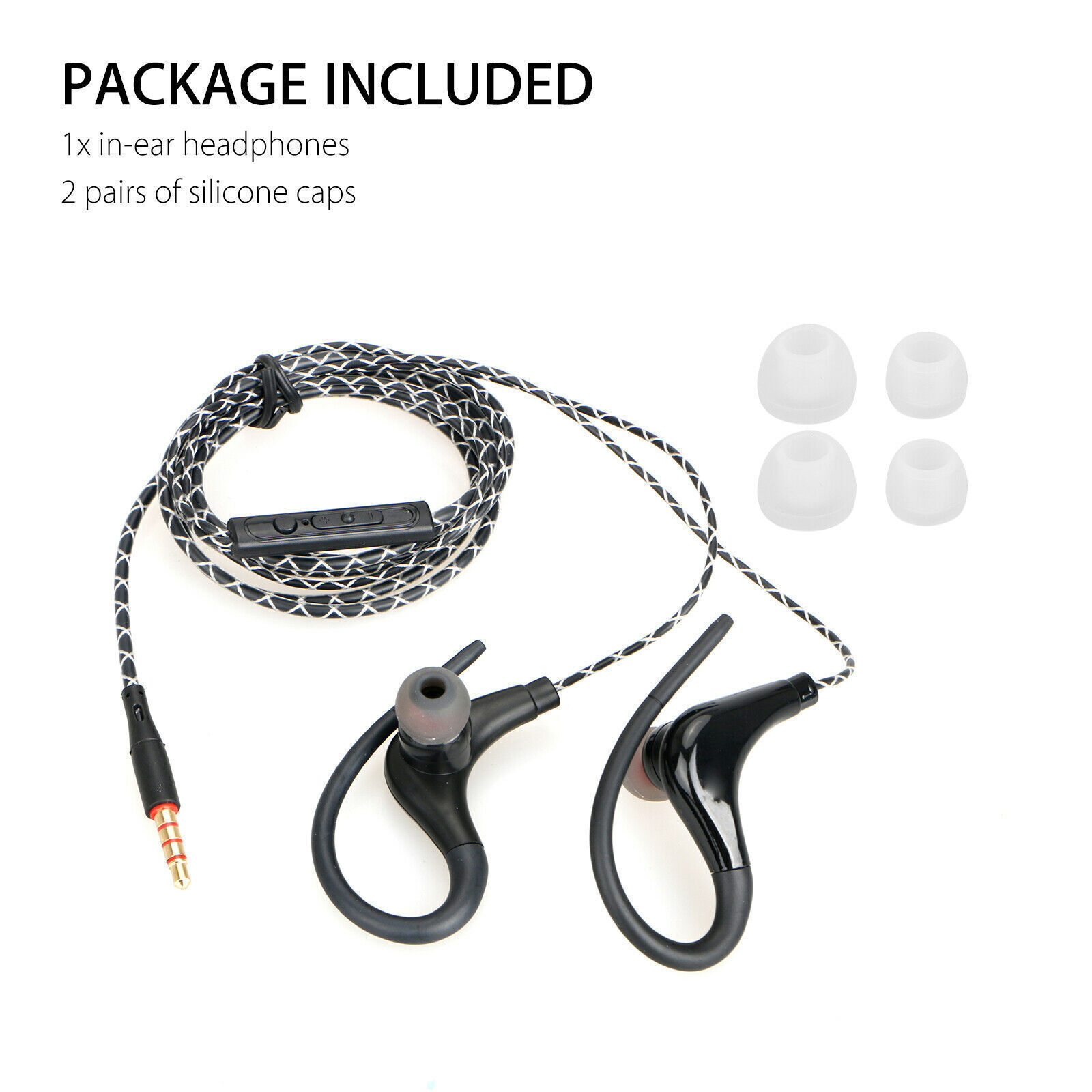 In-Ear Wired Sport Running Earphone Earbuds Over ear Hook Headphone 3.5mm w/MIC