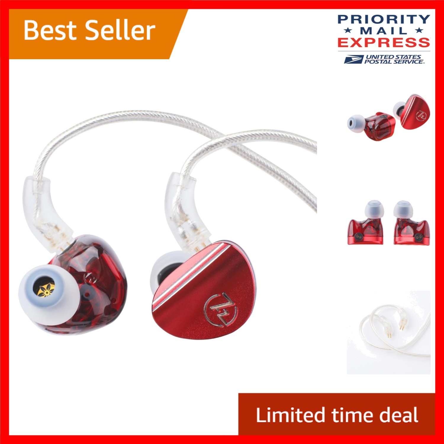 HiFi 1DD+1BA Dual Driver In-Ear Monitor with Detachable Silver-Plated Cable