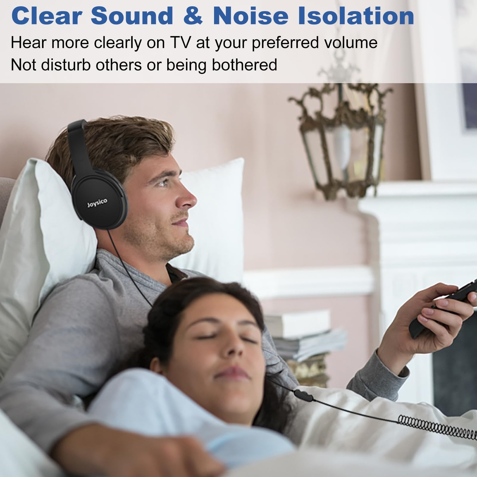 Noise-Canceling Over-Ear Headphones with Volume Control and 10ft Coiled Cord