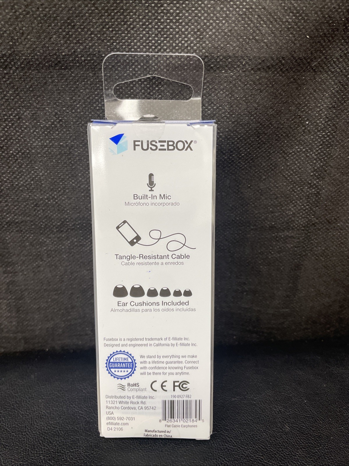 FuseBox Earbuds Wired Built In Mic Flat Cable Tangle Free (Black) 190-0927-FB2