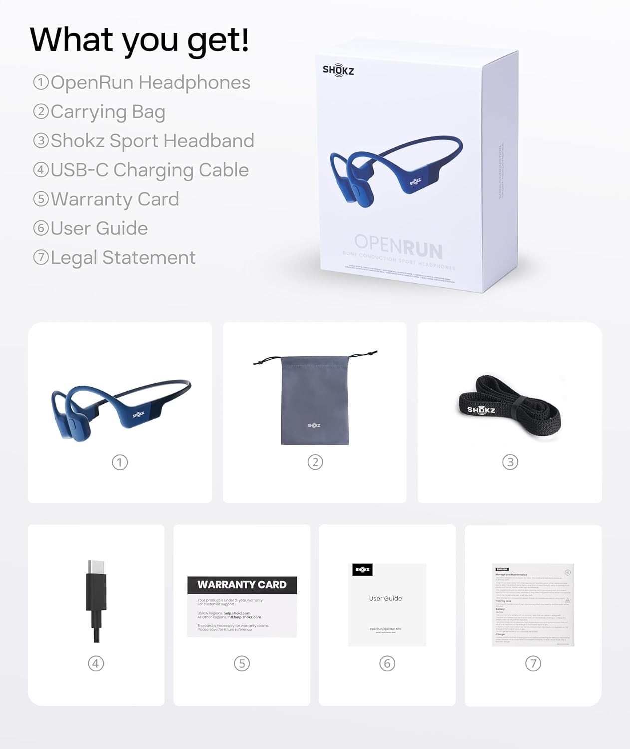 OpenRun with USB-C Charging,Bone Conduction Headphones,Open-Ear Bluetooth Wir…