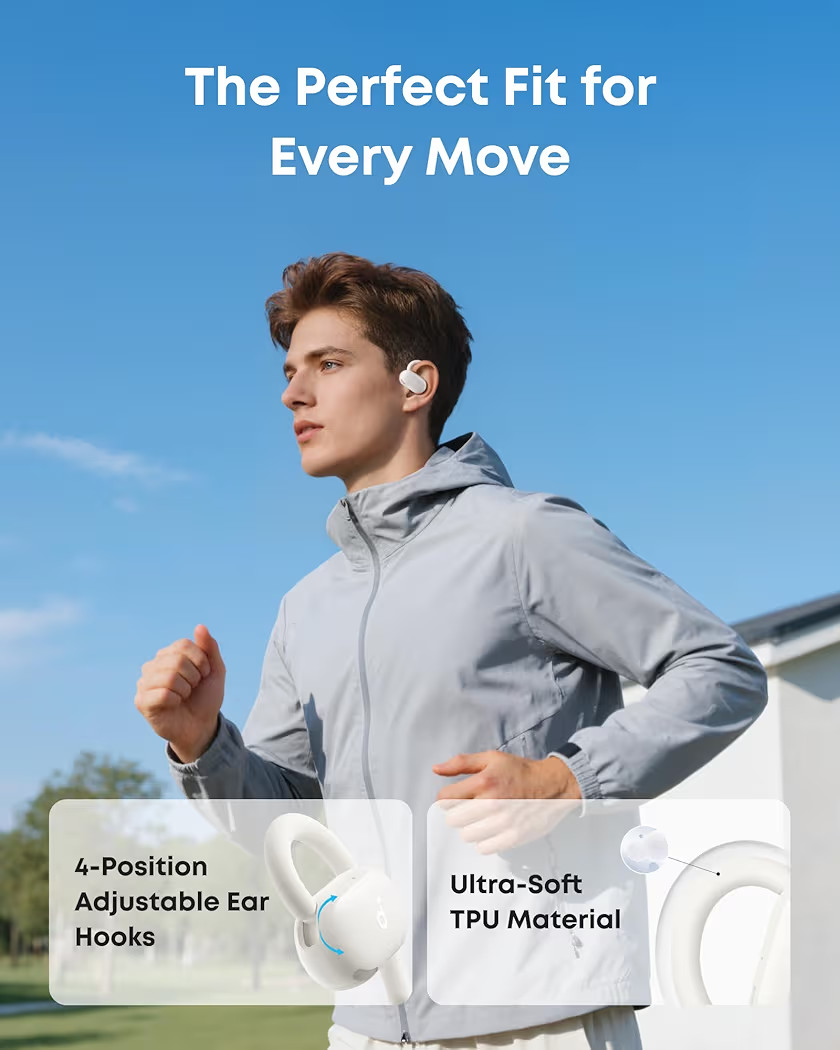 soundcore 20i by Anker Open-Ear Headphones, Adjustable Ear Hooks, Ultra-Comfort,