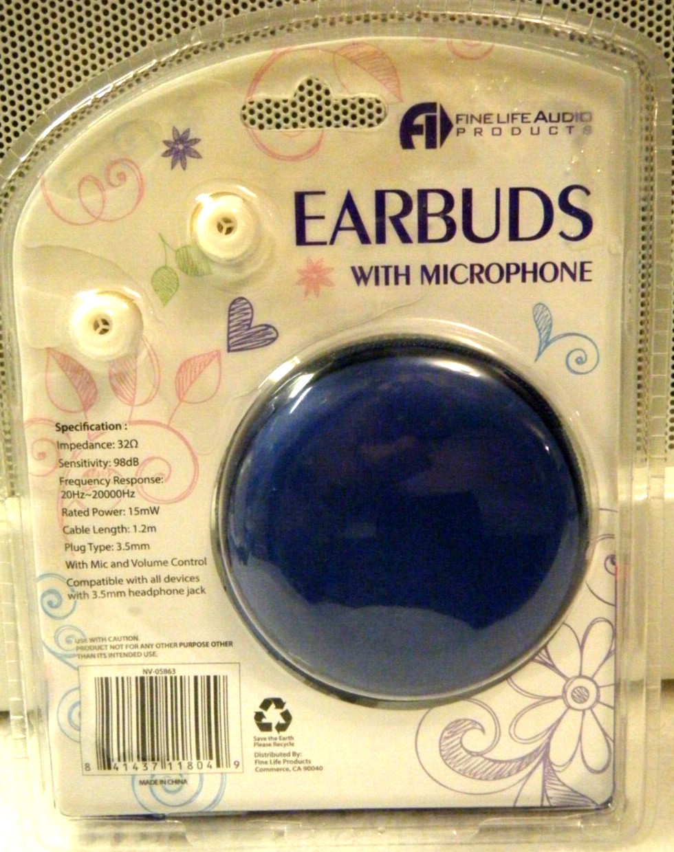 New TEDDY BEAR EARBUDS w Microphone & Zipper Case Fine Life Audio **FAST SHIP**
