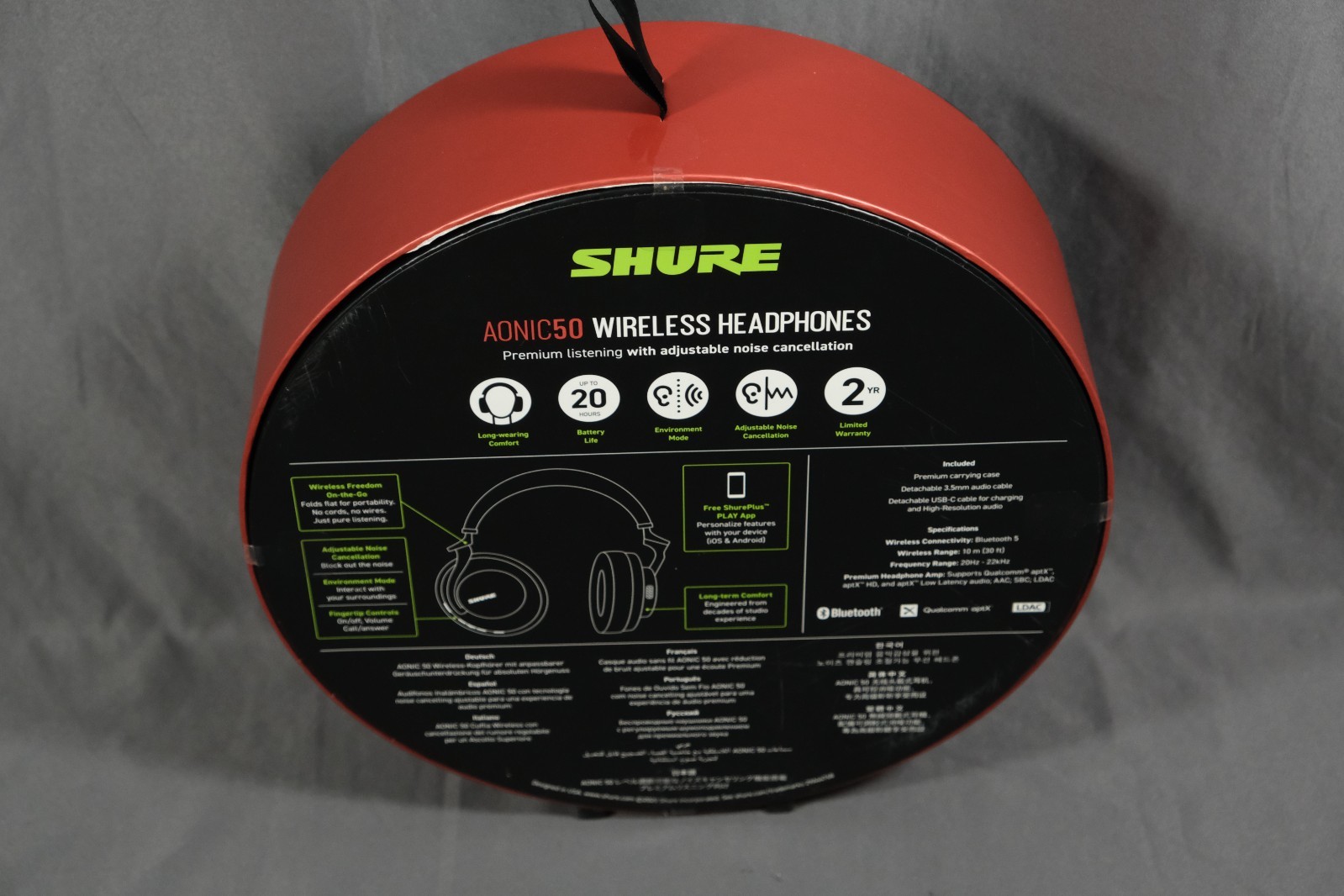 Shure AONIC 50 SBH2350 BK Wireless Noise Cancelling Headphones – Black SEALED