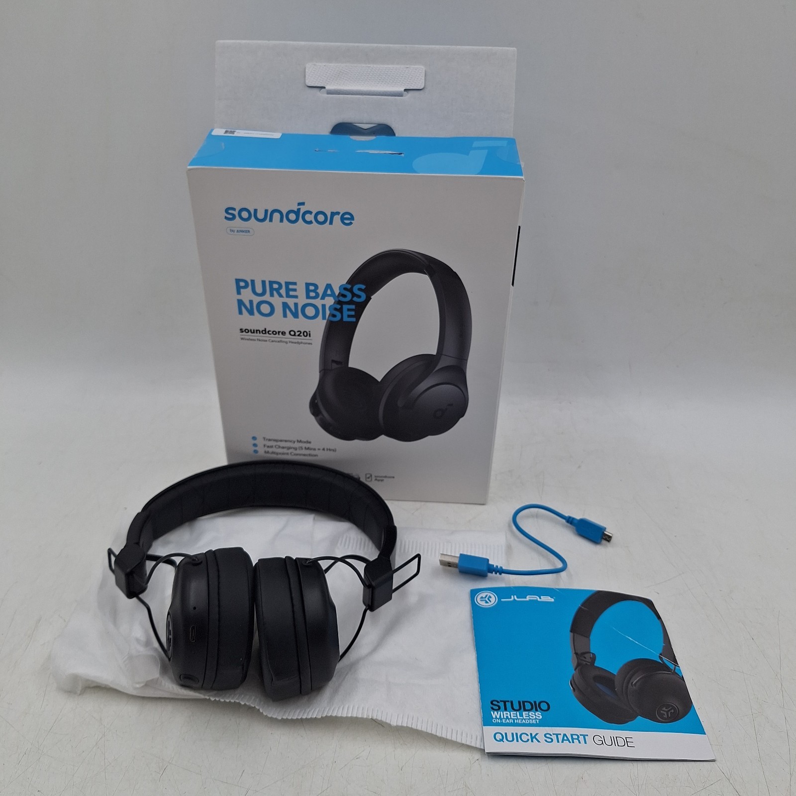 Soundcore Q20i Hybrid Active Noise Cancelling Headphones, Black – With Box
