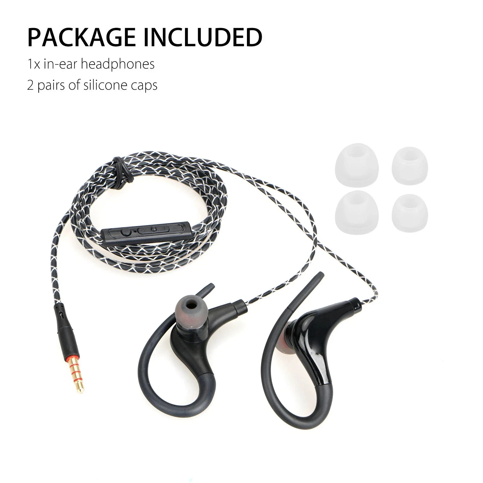 Wired In-Ear Sport Hifi Earphone Earbuds Over Ear Hook Headphone 3.5mm With MIC
