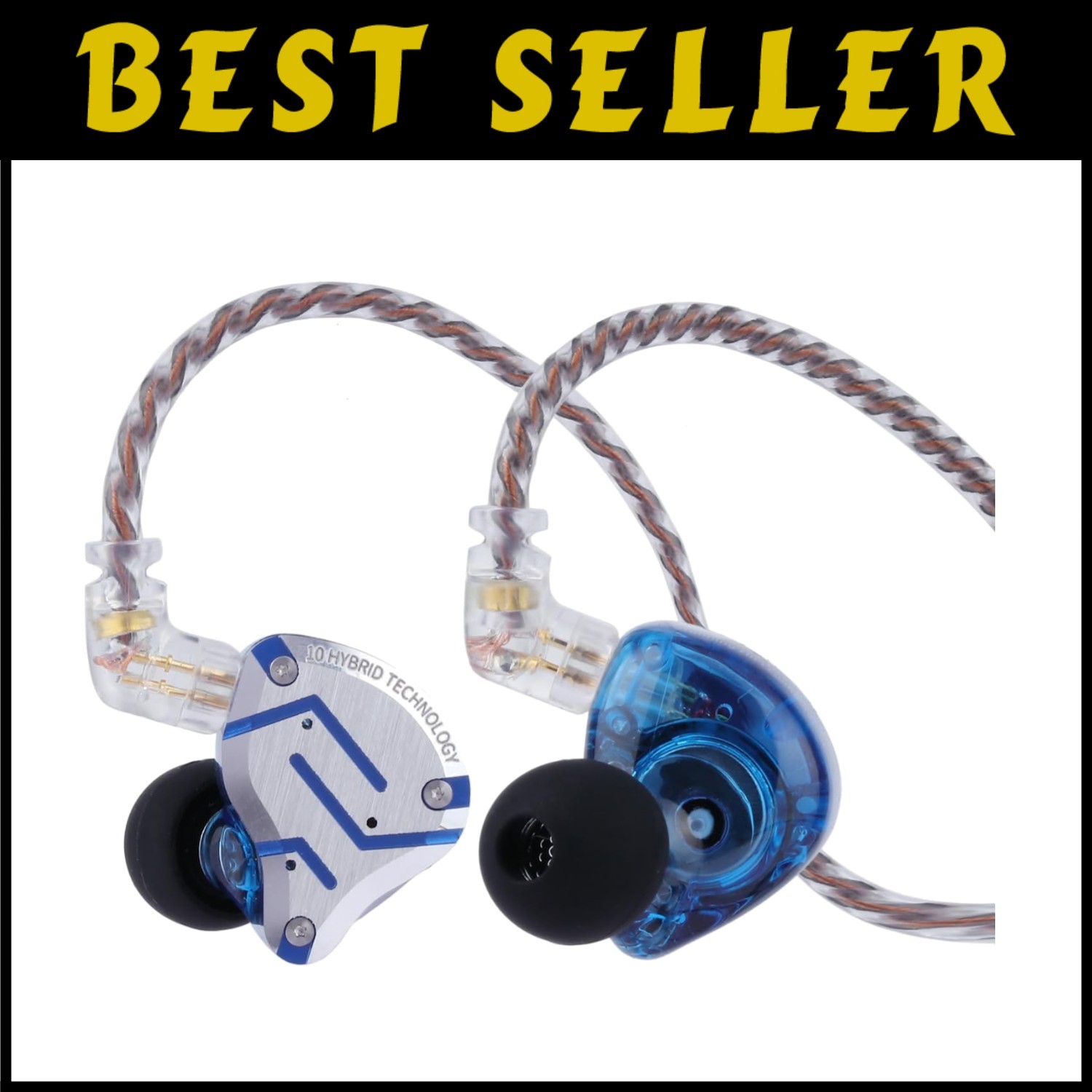 4BA+1DD Hybrid IEM Earphones, Detachable Cable – Glare Blue